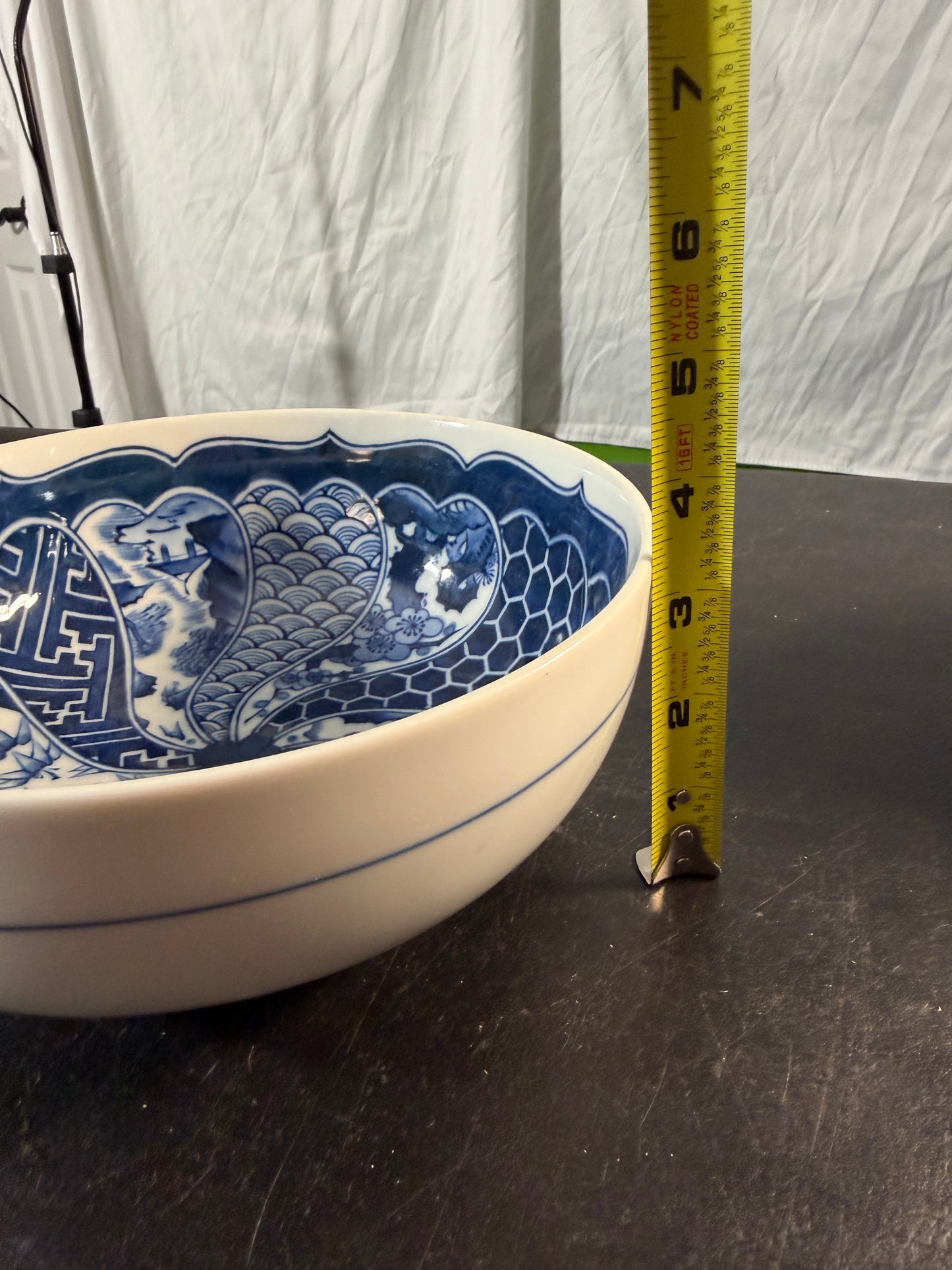 Vintage Japanese Imari Arita Blue and White Serving Bowl - photo 5