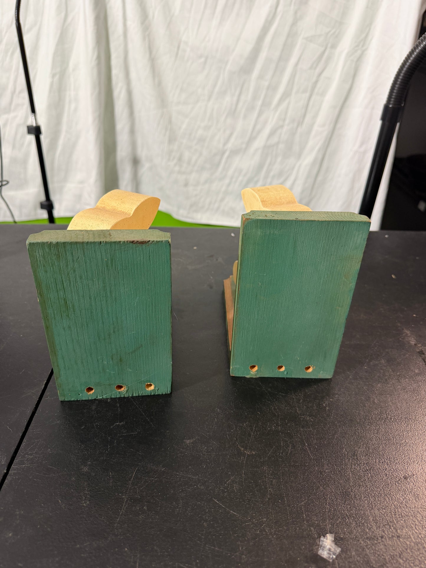 Wooden Bunny Bookends with Floral Accents - photo 2