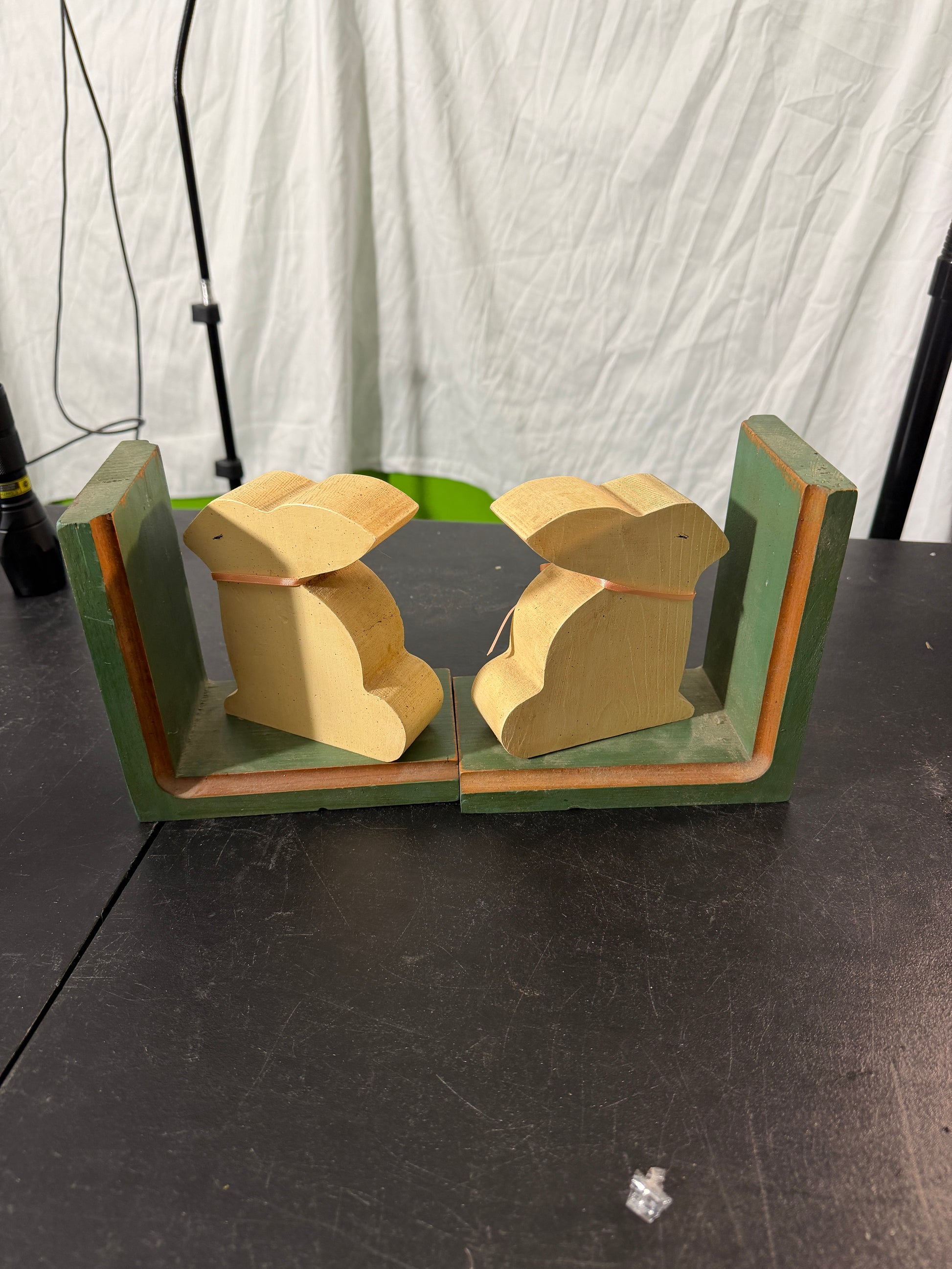 Wooden Bunny Bookends with Floral Accents - photo 3