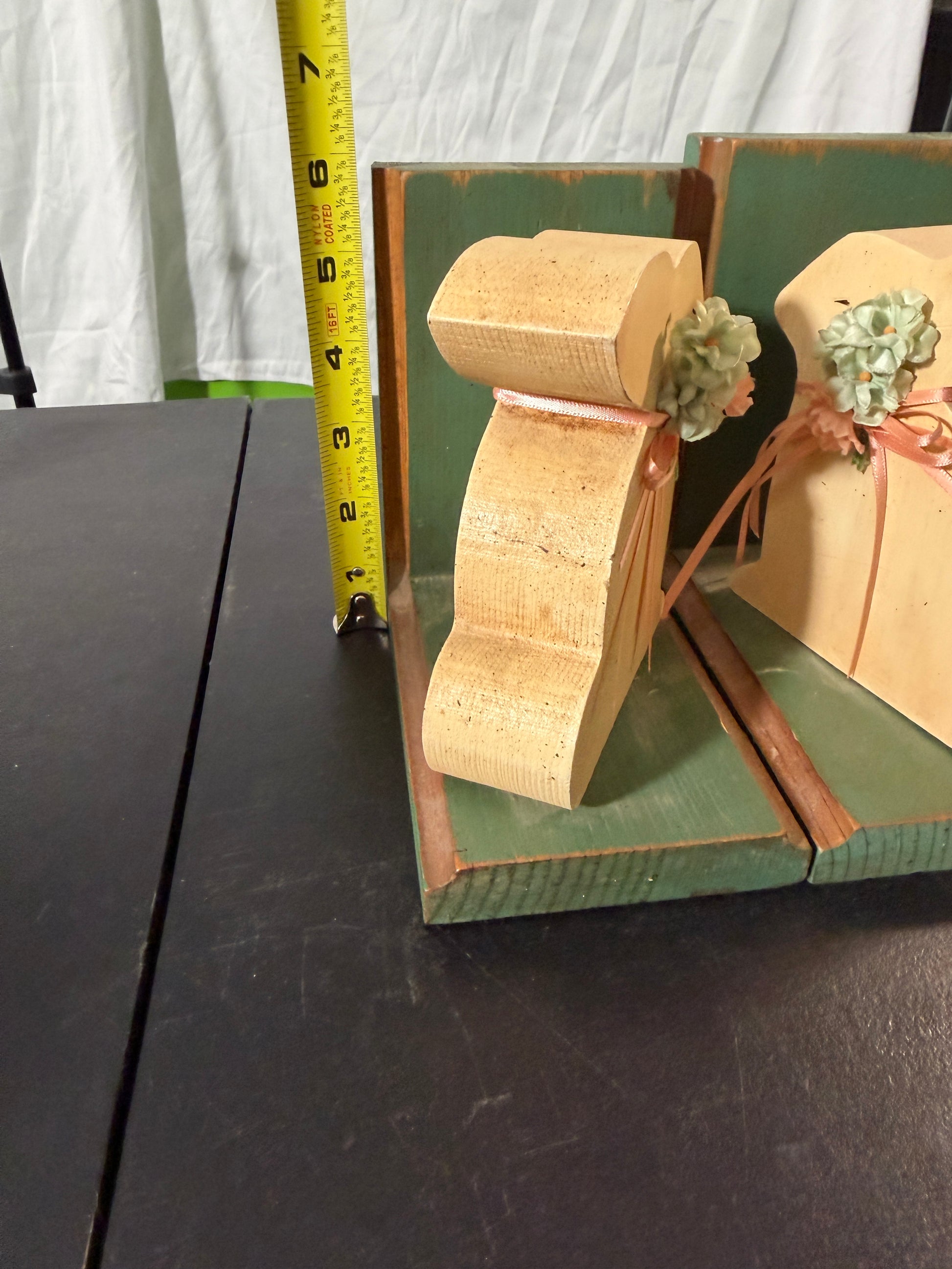 Wooden Bunny Bookends with Floral Accents - photo 5