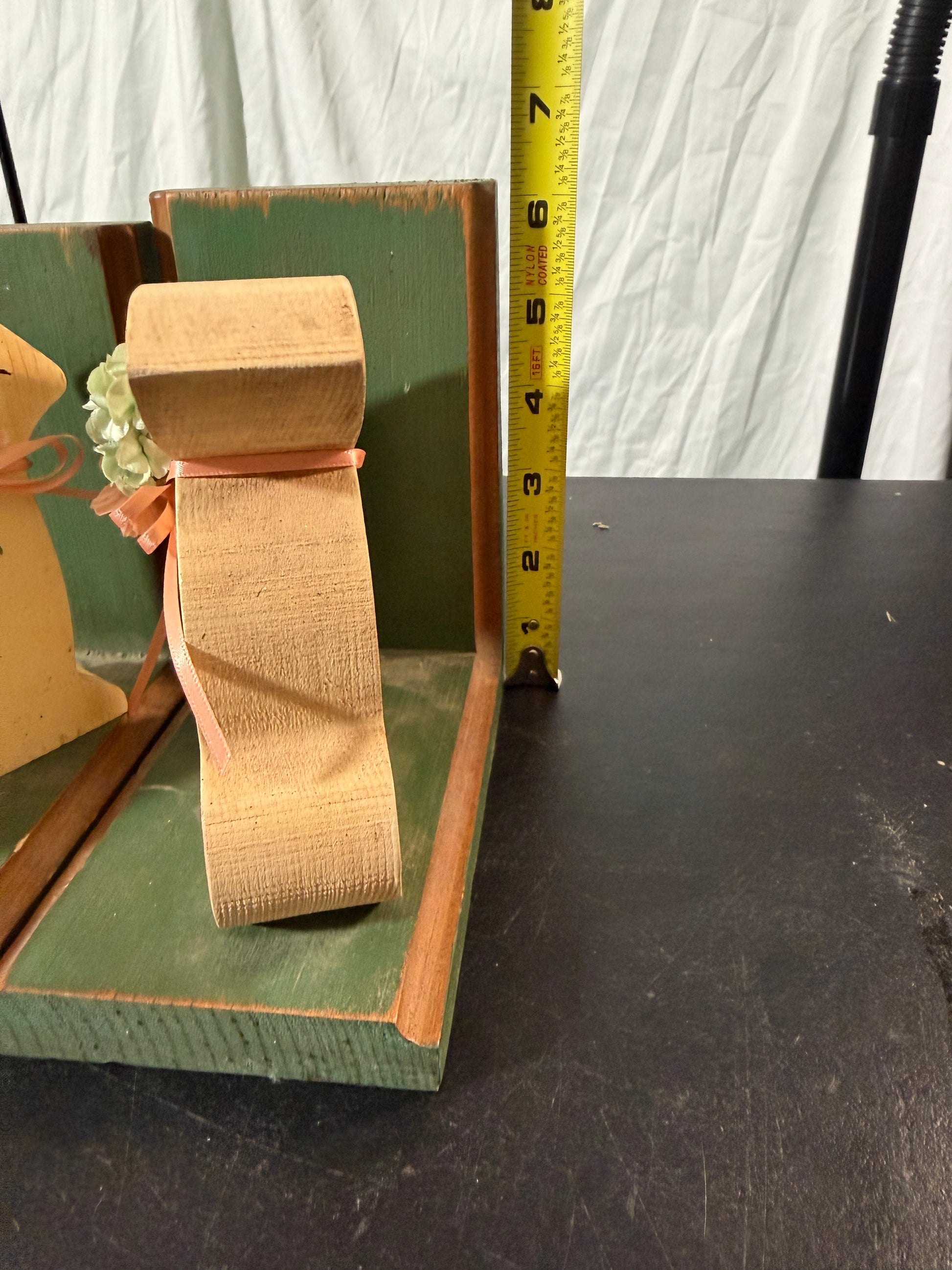 Wooden Bunny Bookends with Floral Accents - photo 6