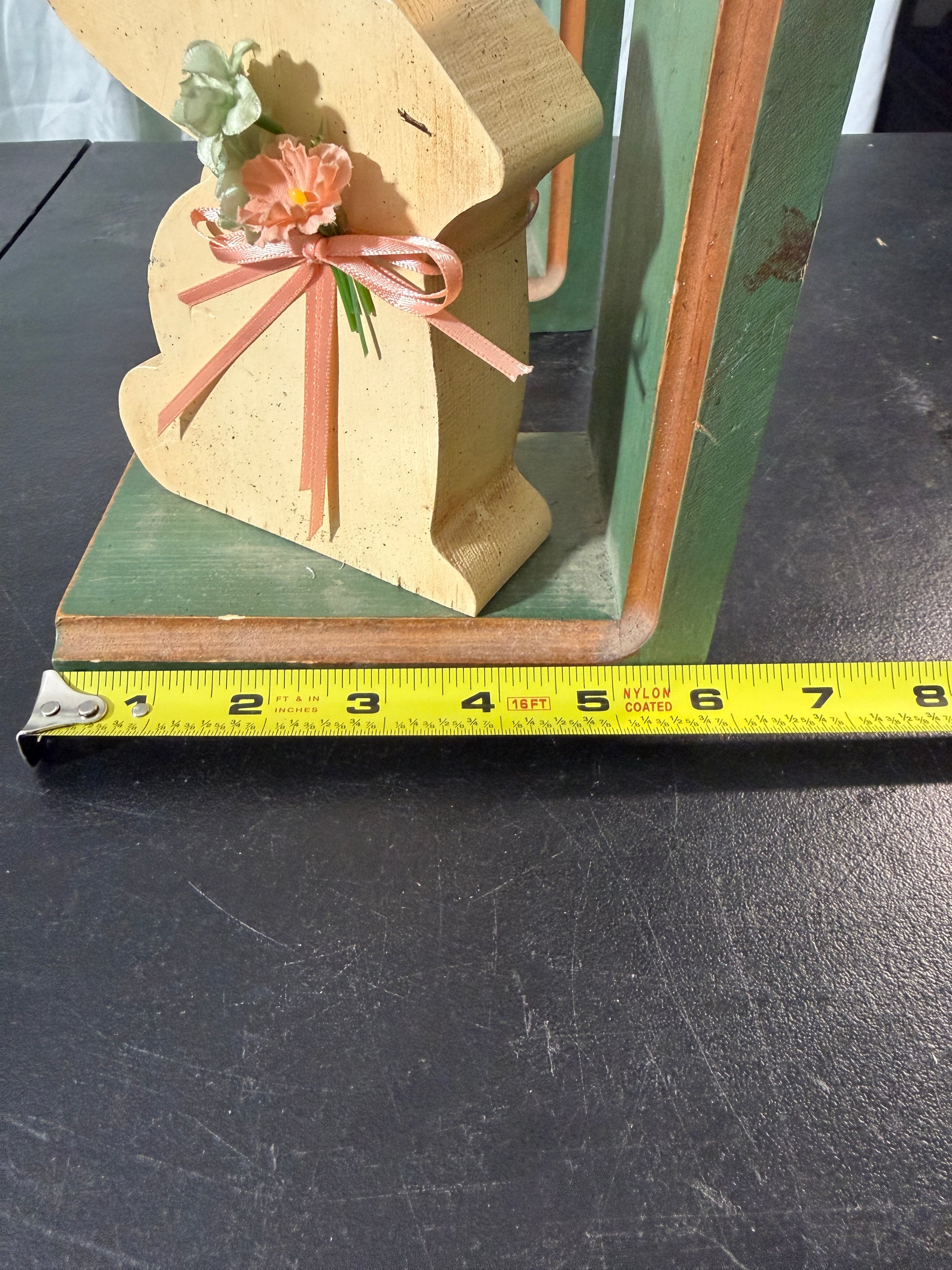 Wooden Bunny Bookends with Floral Accents - photo 7