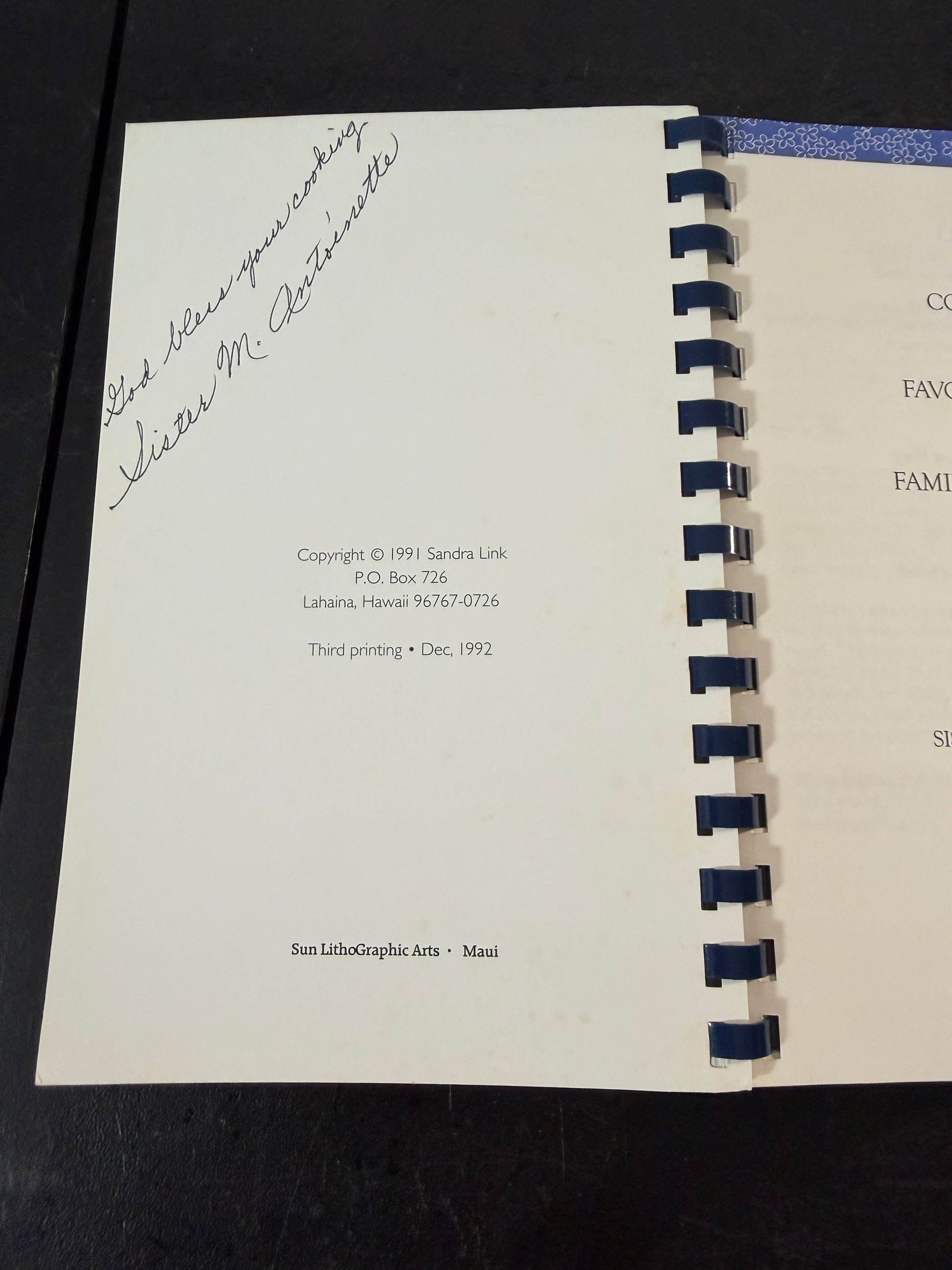 Sandra Link Sister Antoinette's Favorite Recipes Third printing Dec 1992 Cookbook - photo 2