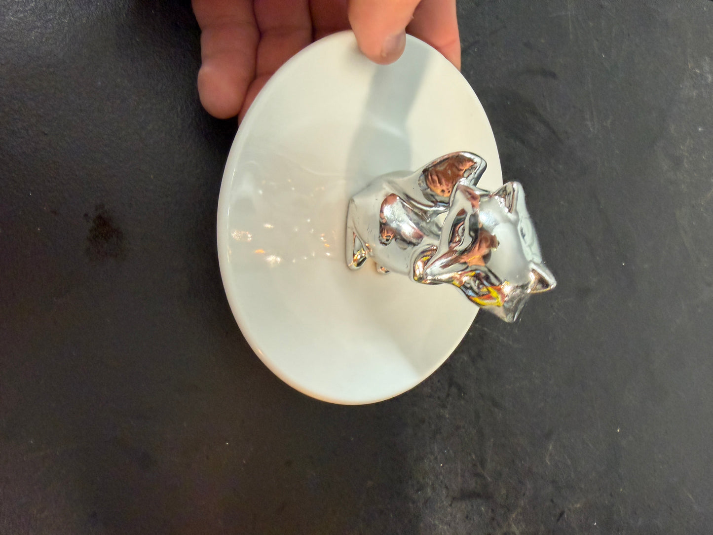 Ceramic Fox Figurine with Trinket Plate - photo 2