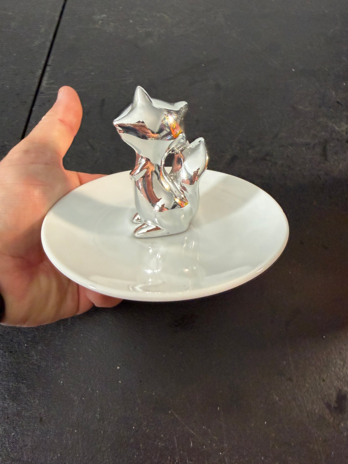 Ceramic Fox Figurine with Trinket Plate - photo 3