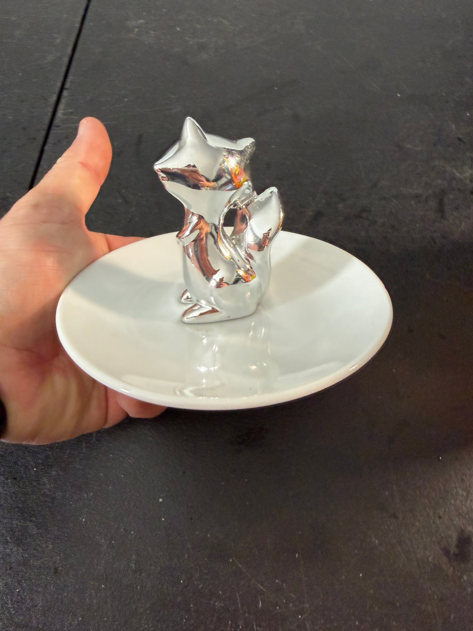 Ceramic Fox Figurine with Trinket Plate - photo 3