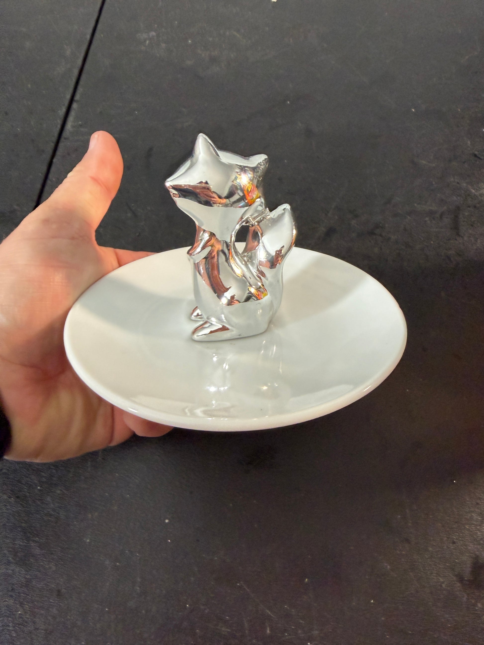 Ceramic Fox Figurine with Trinket Plate - photo 4