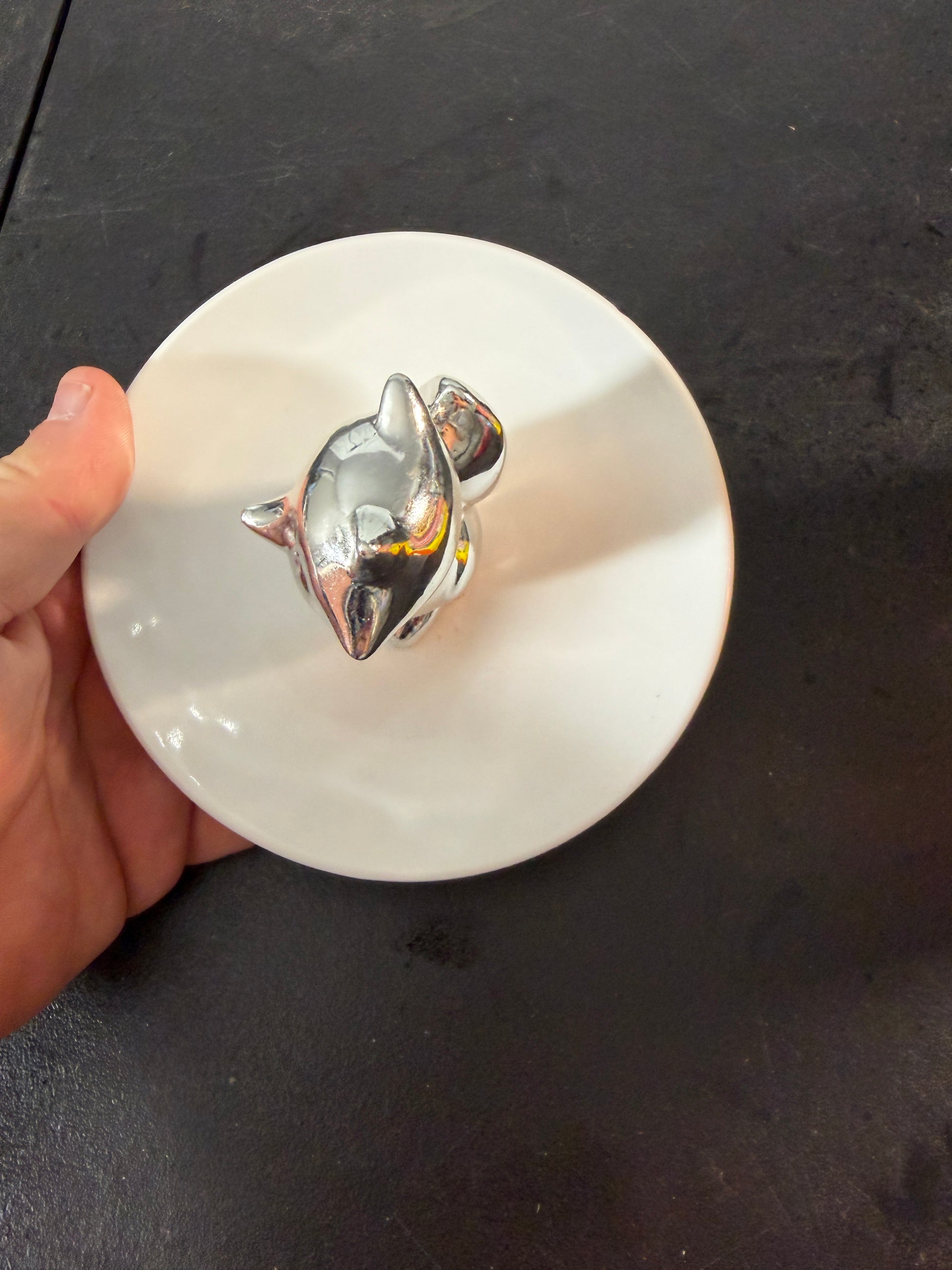 Ceramic Fox Figurine with Trinket Plate - photo 5
