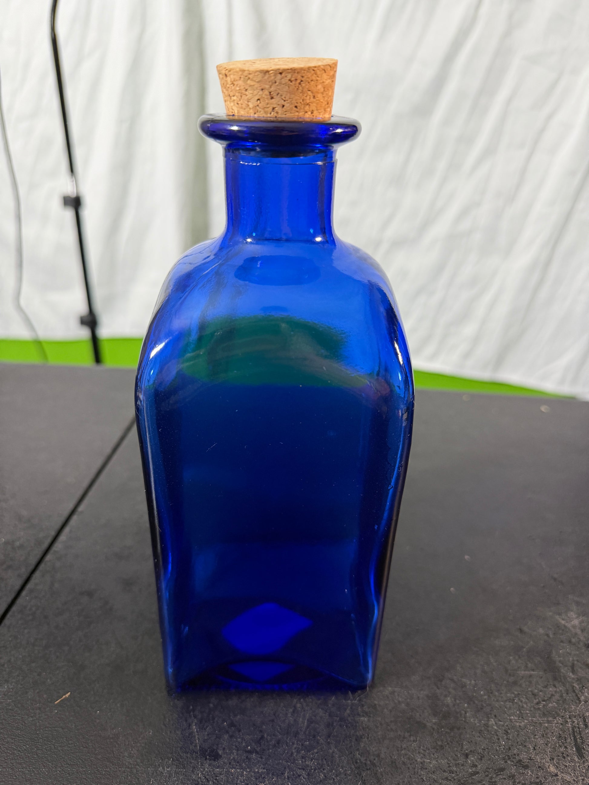 Cobalt Blue Glass Bottle with Cork Stopper