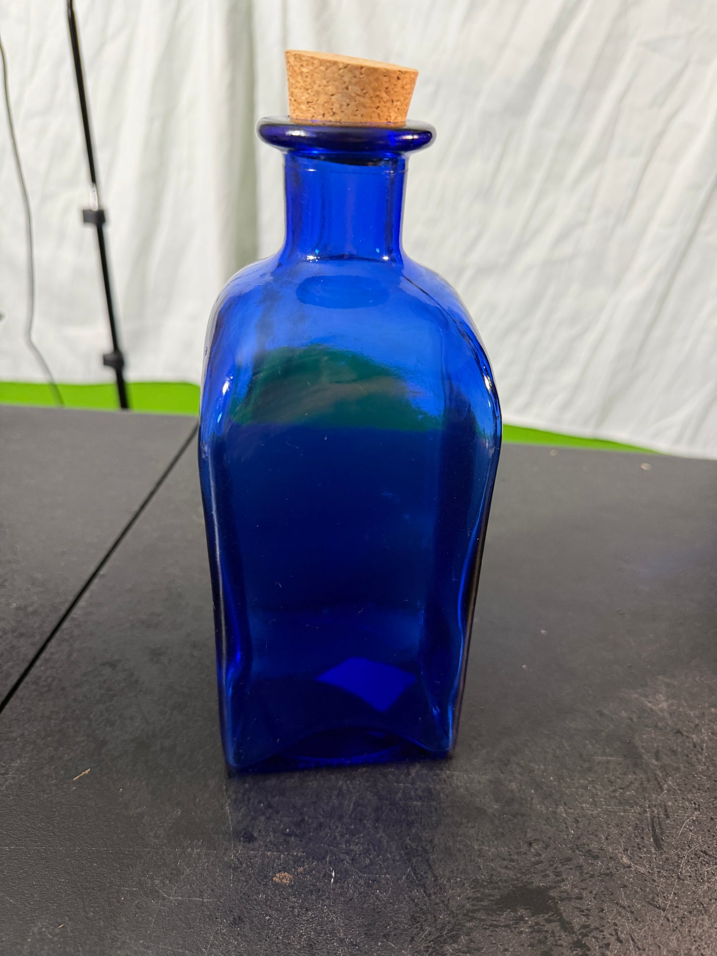 Cobalt Blue Glass Bottle with Cork Stopper - photo 2