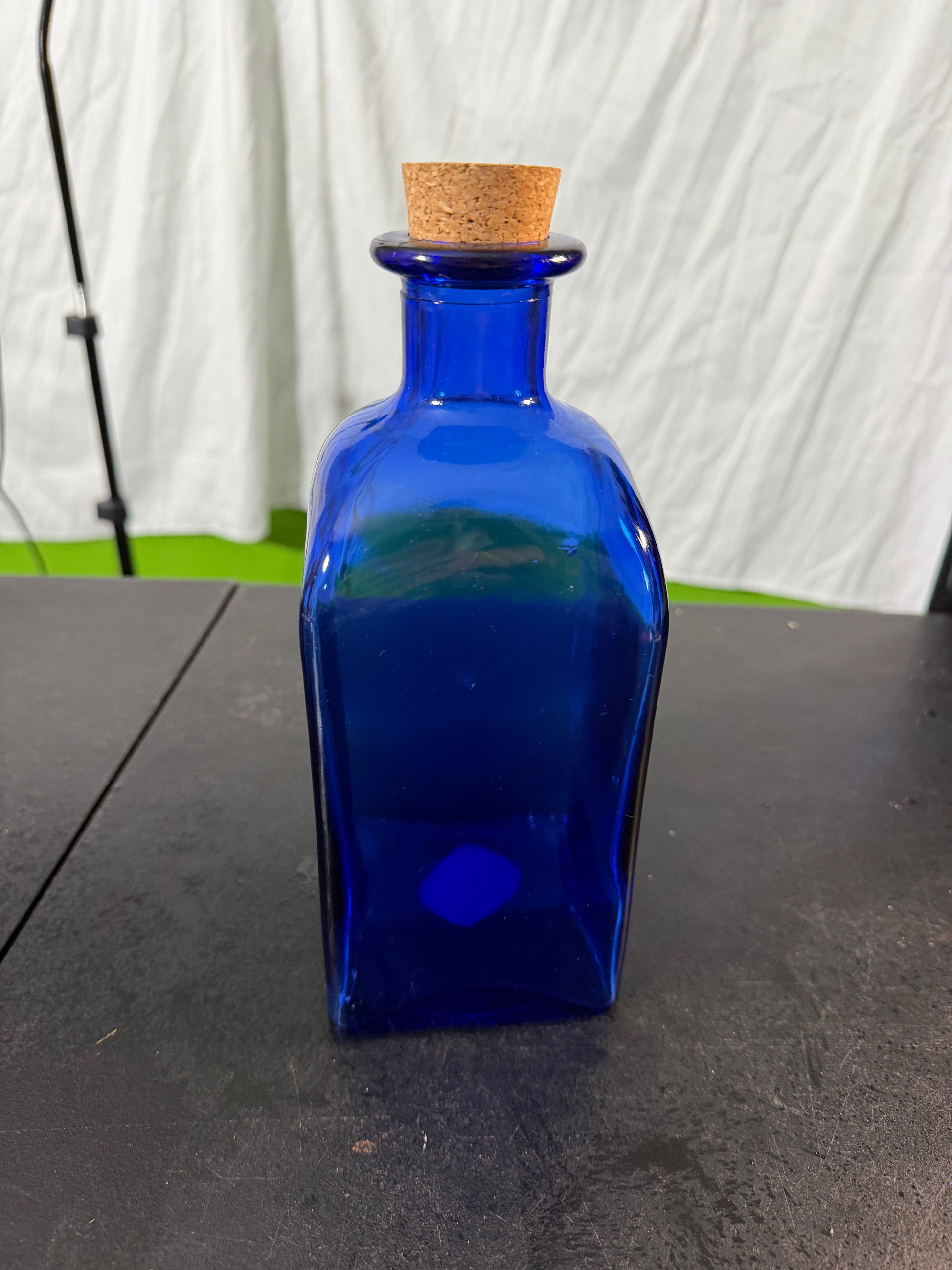 Cobalt Blue Glass Bottle with Cork Stopper - photo 3