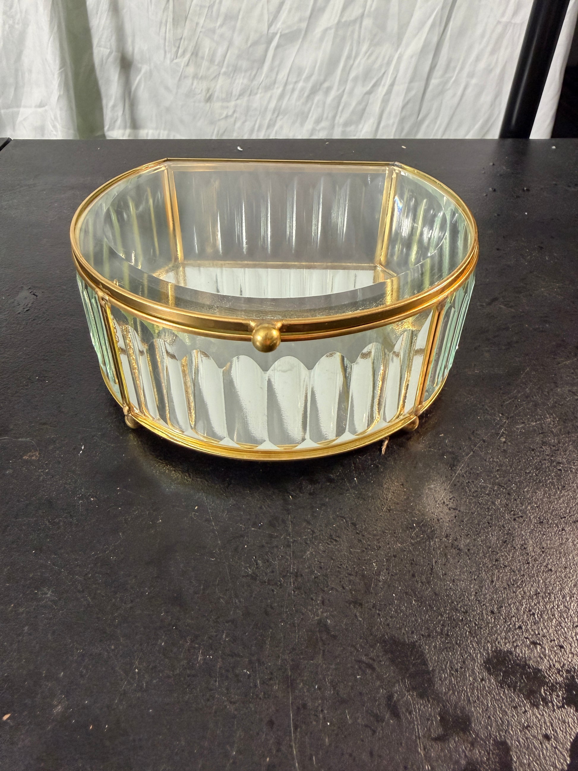 Rachel Ashwell Glass Jewelry Box with Gold Trim