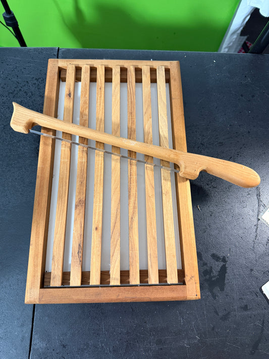 Fiddle Bow Bread Knife and Board with crumb catcher made in Montana