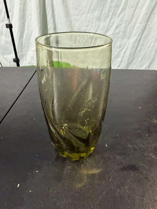 Vintage Green Glass Tumbler 6 Inches Tall