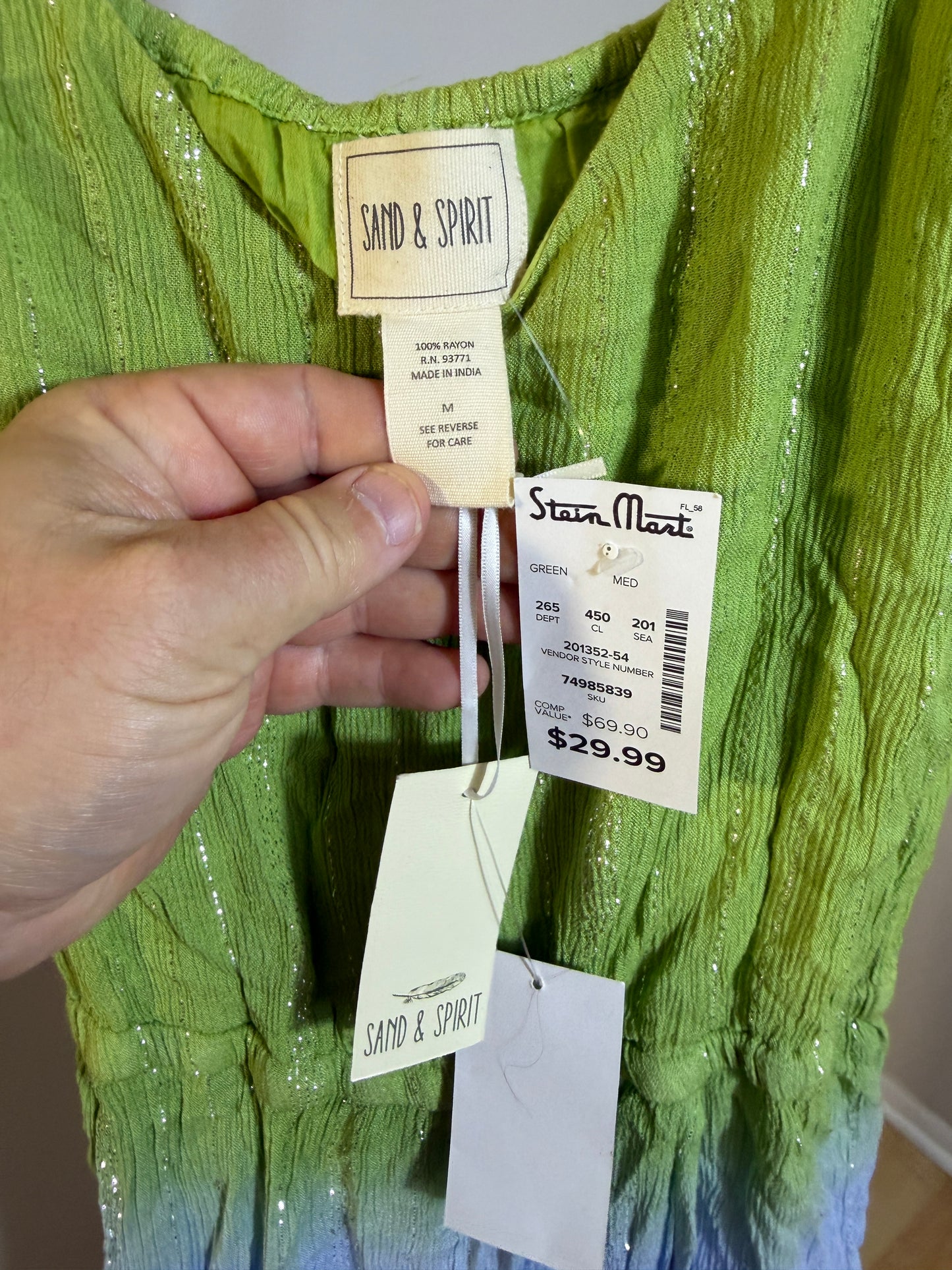 Sand & Spirit Medium Dress Green Blue Ombre M - photo 3
