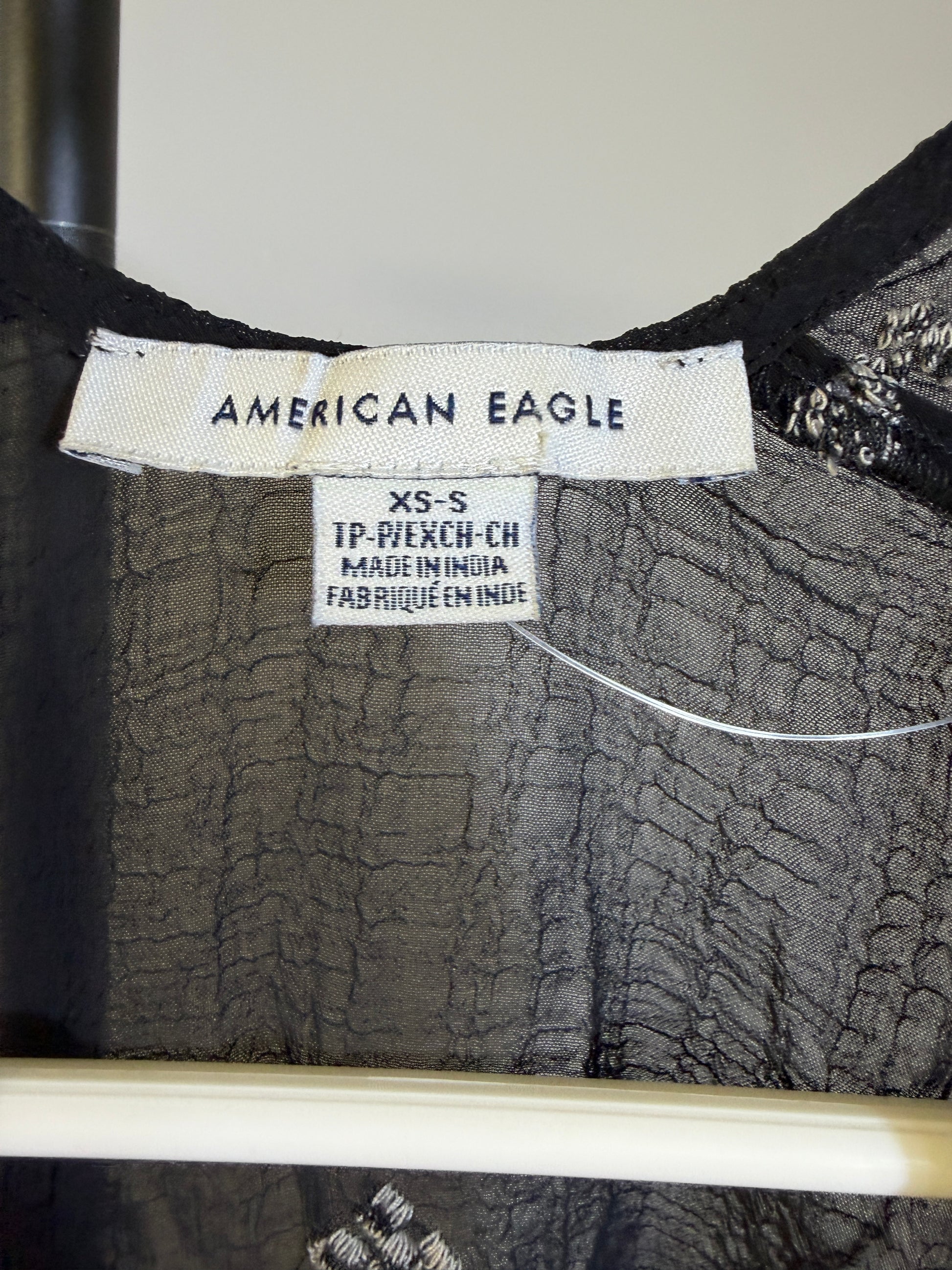 American Eagle Outfitters Black Embroidered Kimono XS/S - photo 2