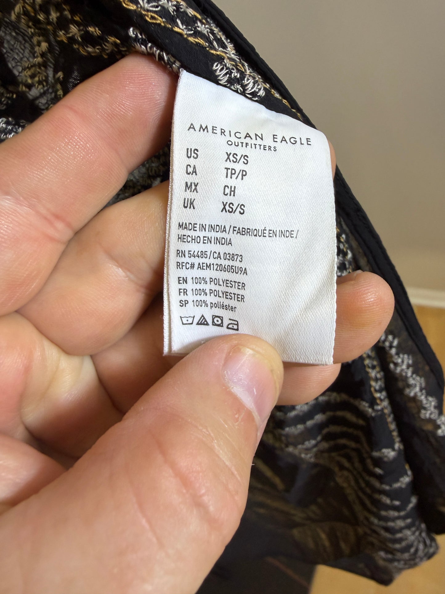 American Eagle Outfitters Black Embroidered Kimono XS/S - photo 4