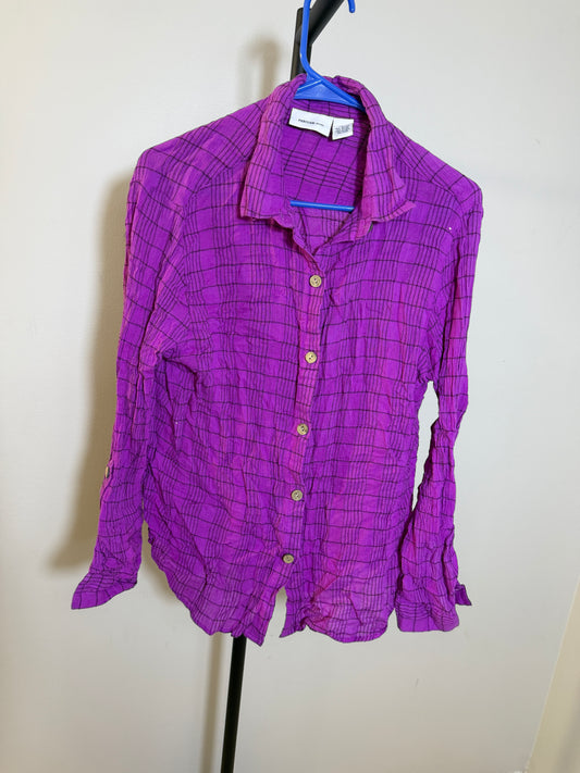 PARISIAN works L Purple Button-Up Shirt