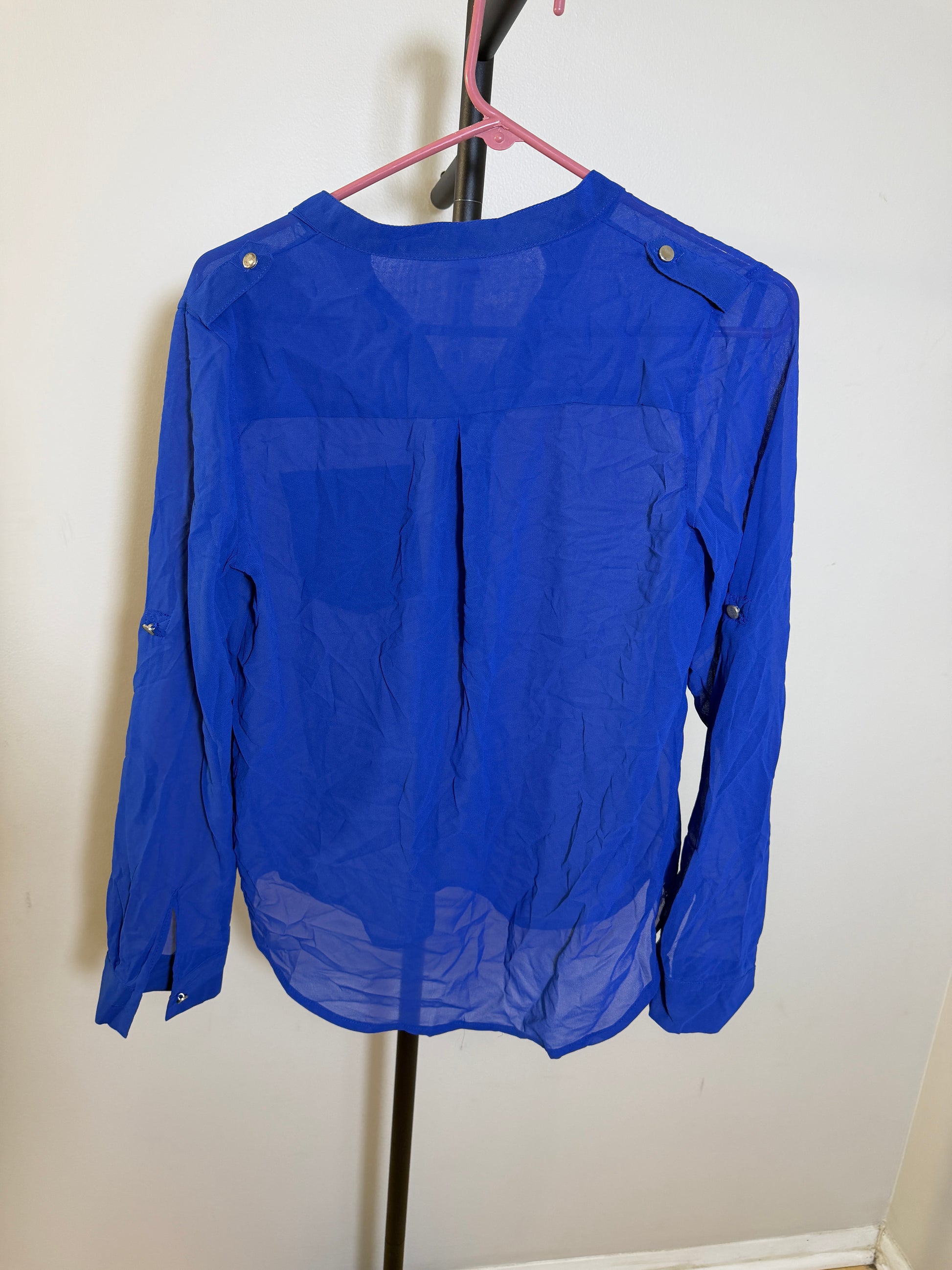 Vogue Fashion Women's XL Blue Sheer Blouse - photo 5