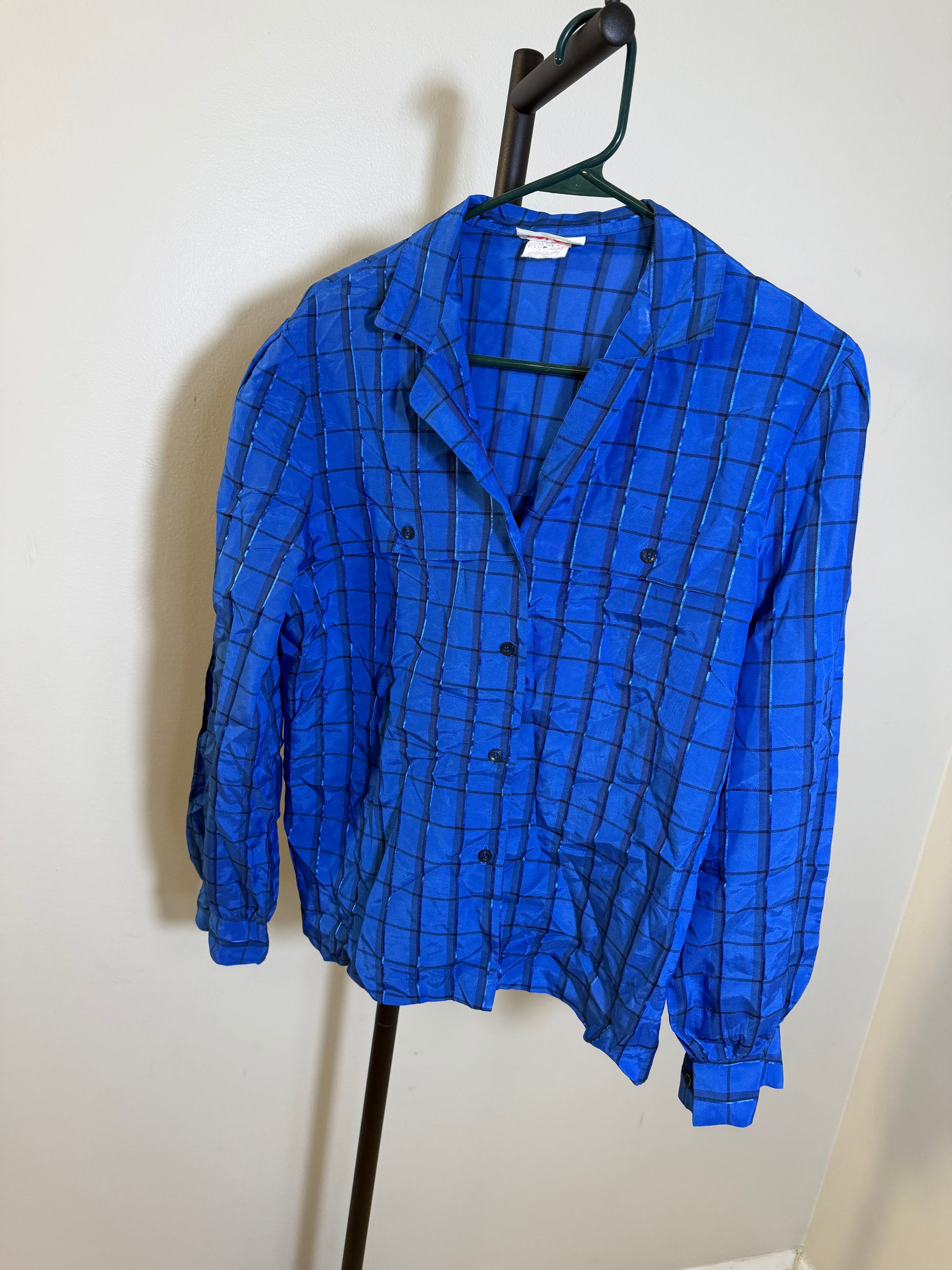 COS COB Blue Checkered Button-Up Shirt Size 4