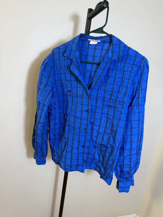 COS COB Blue Checkered Button-Up Shirt Size 4
