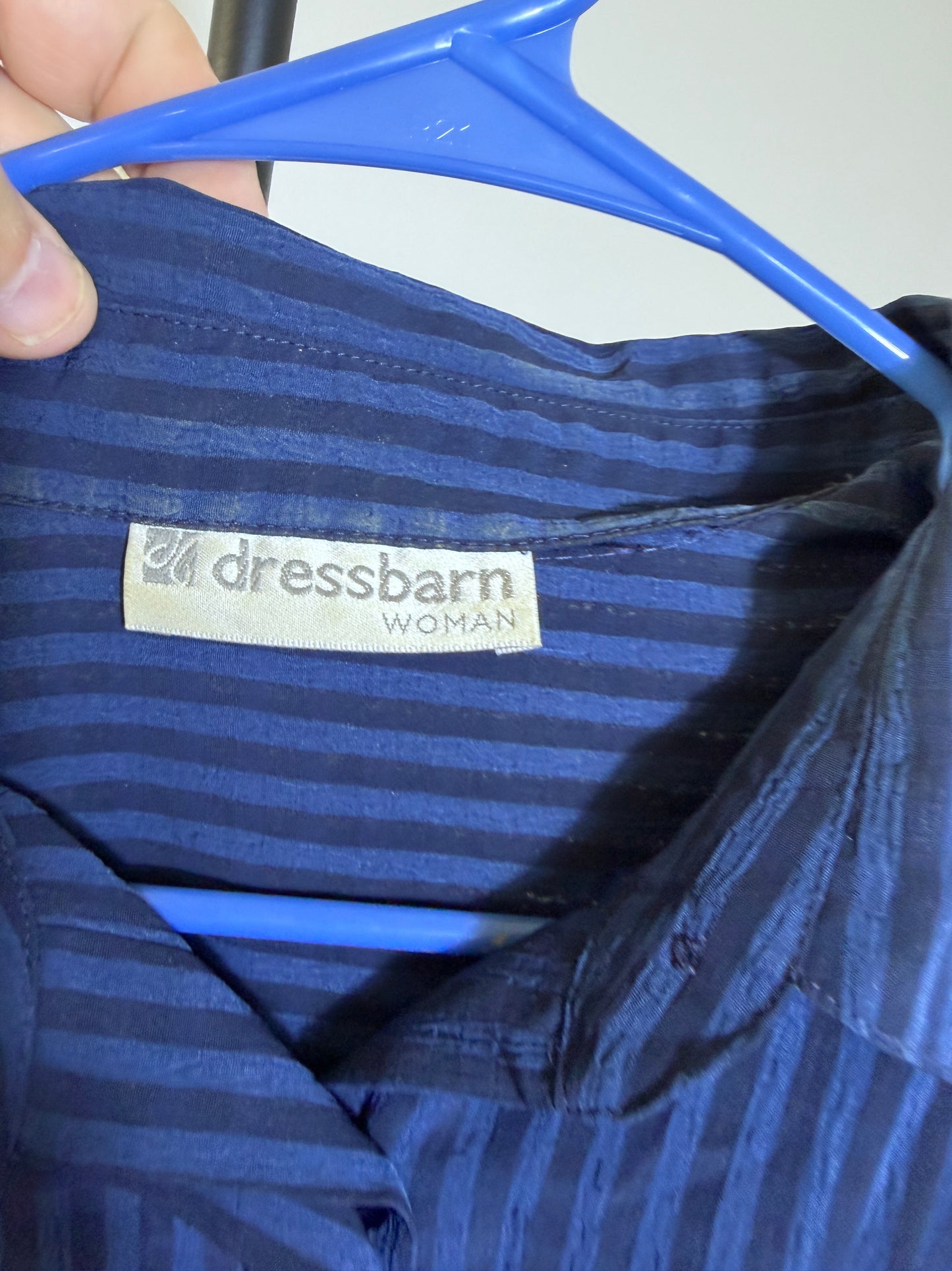 Dressbarn Woman Blue Striped Button-Up Shirt - photo 2