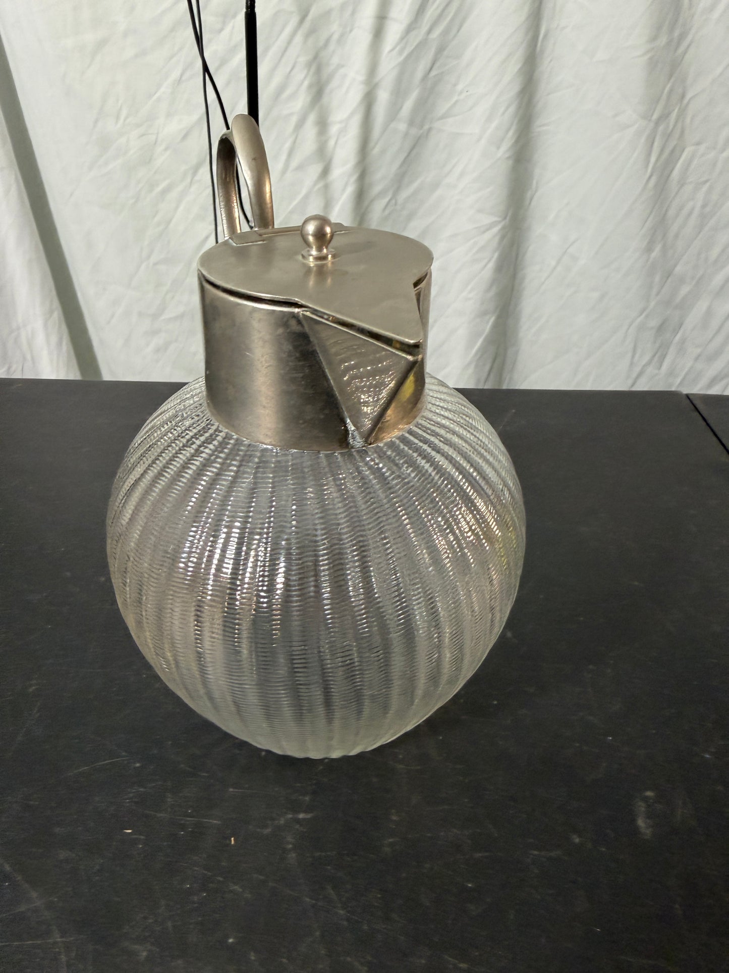 Glass Pitcher with Silver Lid - Ribbed Design - photo 5