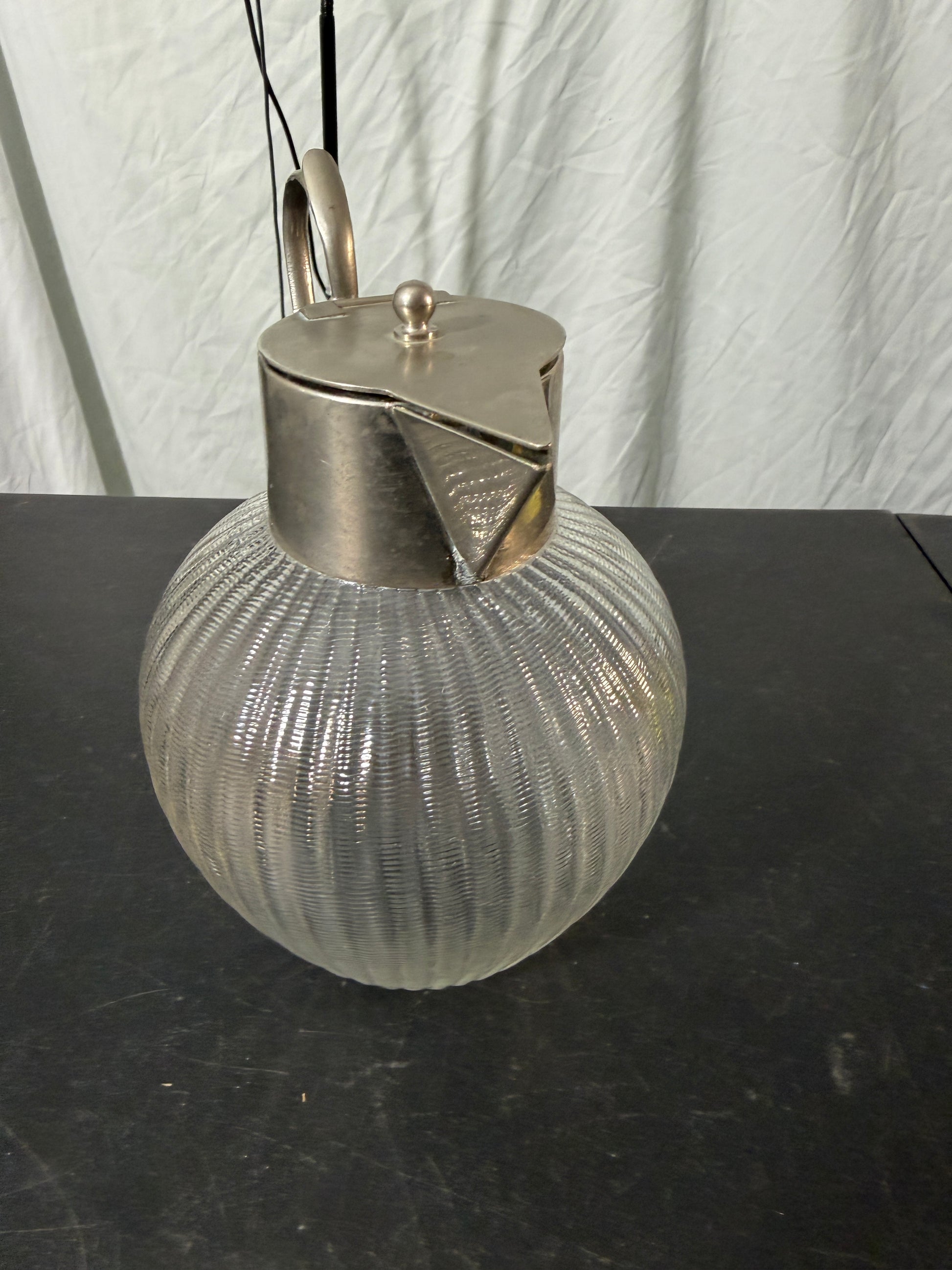 Glass Pitcher with Silver Lid - Ribbed Design - photo 5