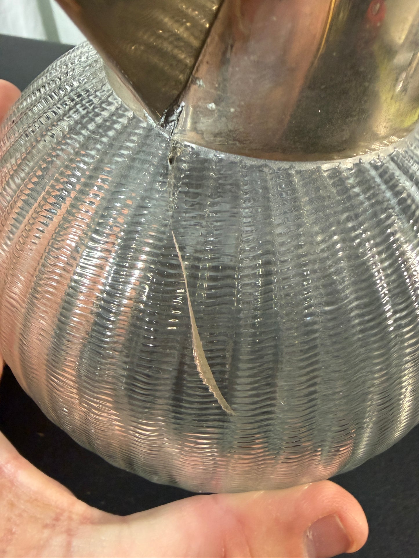 Glass Pitcher with Silver Lid - Ribbed Design - photo 6