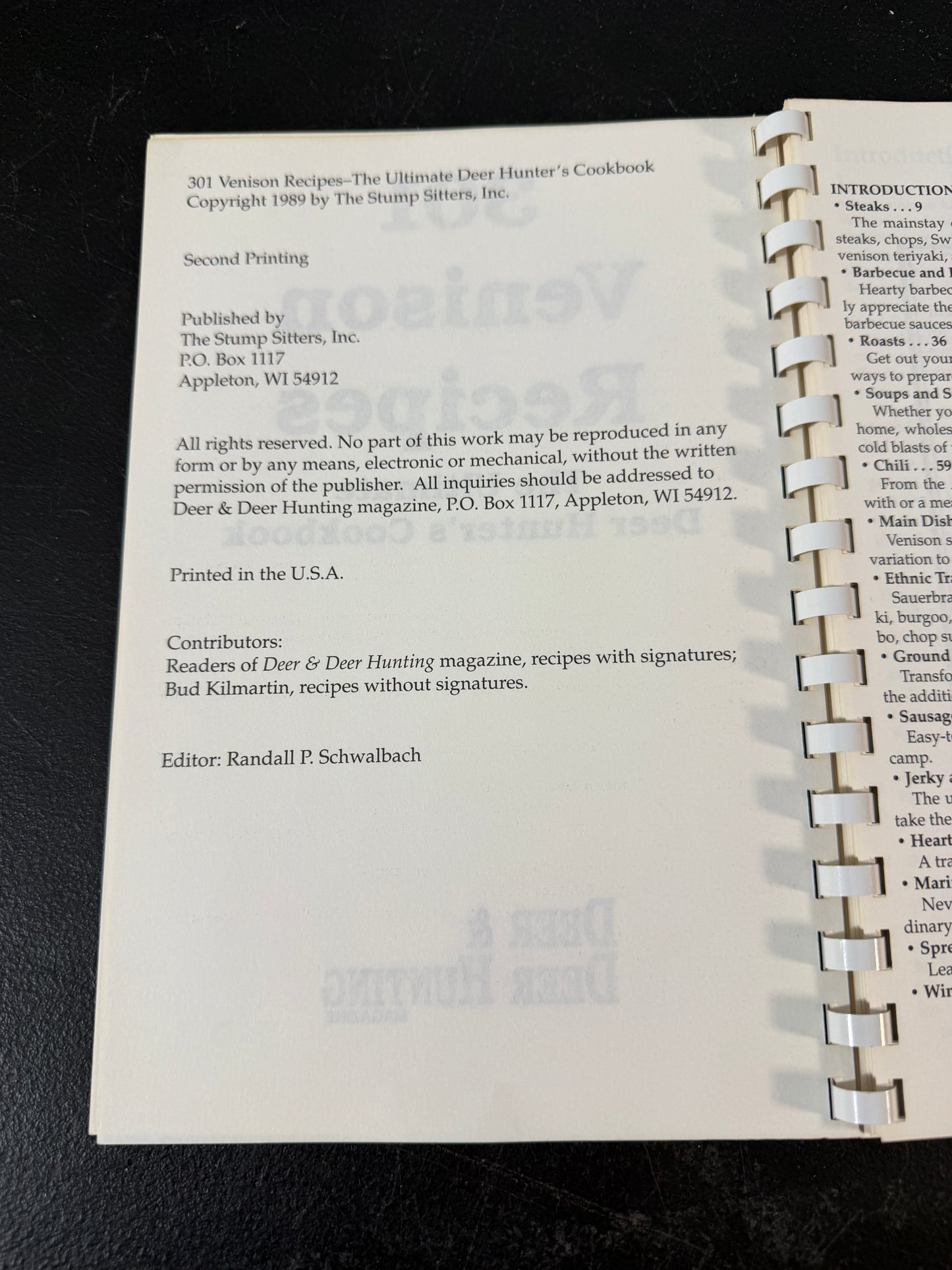 Bud Kilmartin 301 Venison Recipes Second Printing Cookbook - photo 2