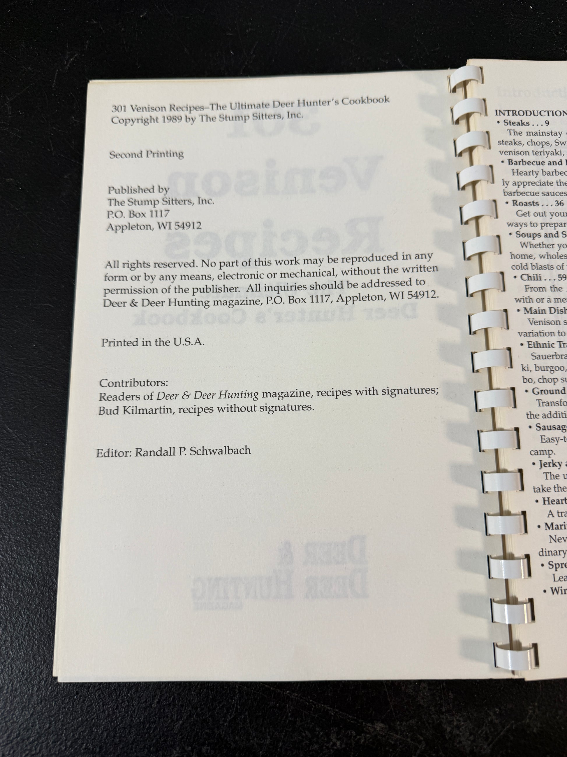 Bud Kilmartin 301 Venison Recipes Second Printing Cookbook - photo 2