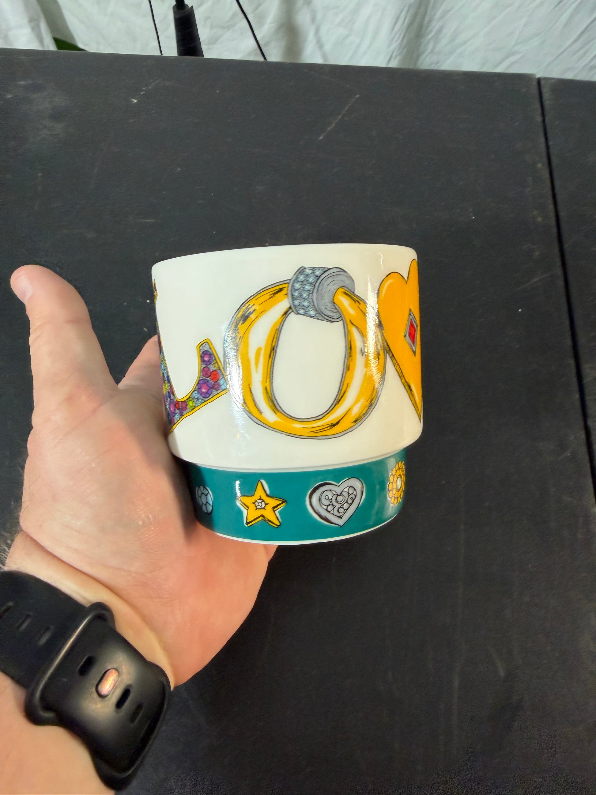 Jeweled Initial L Ceramic Coffee Mug - photo 2