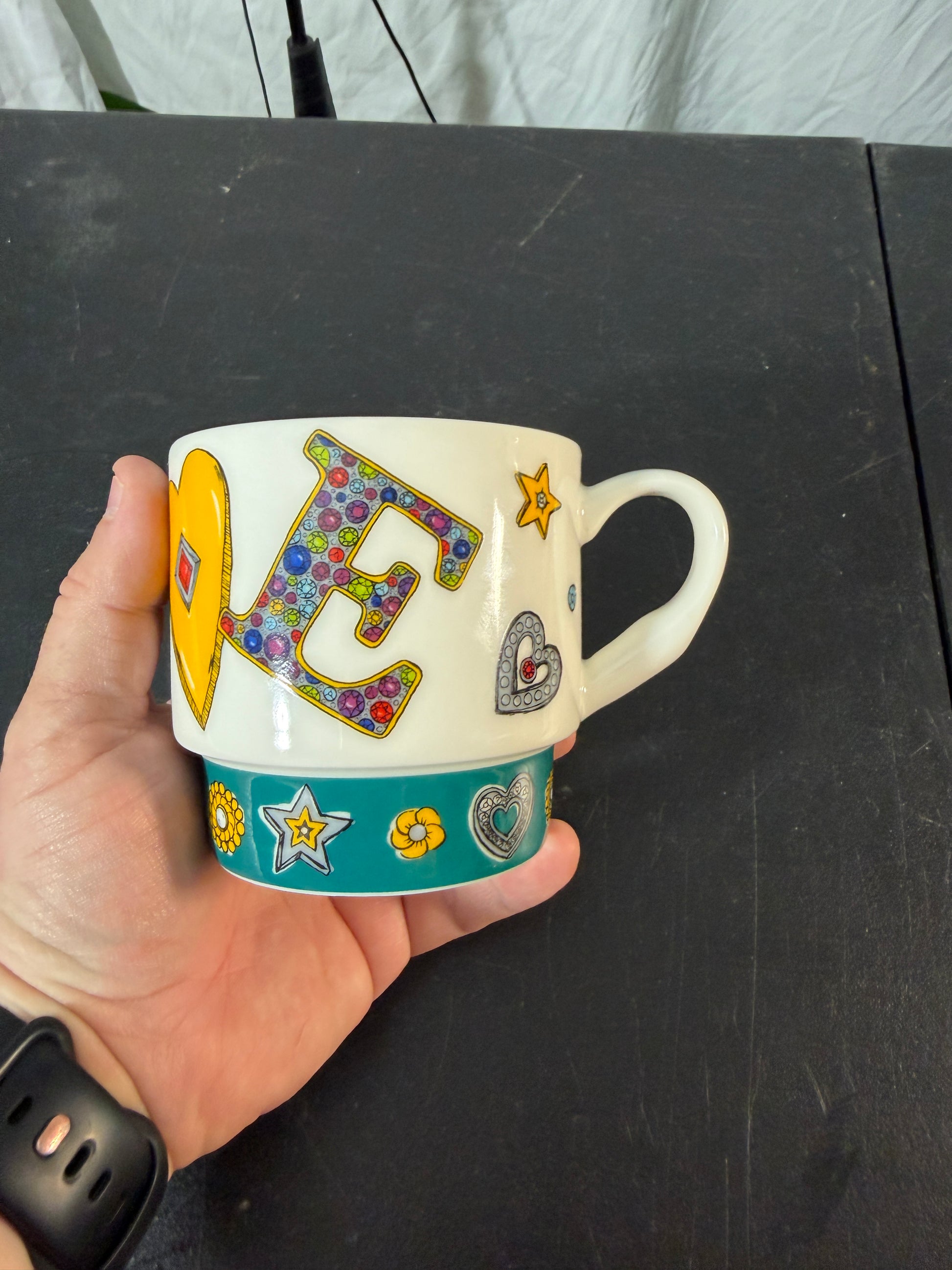 Jeweled Initial L Ceramic Coffee Mug - photo 3