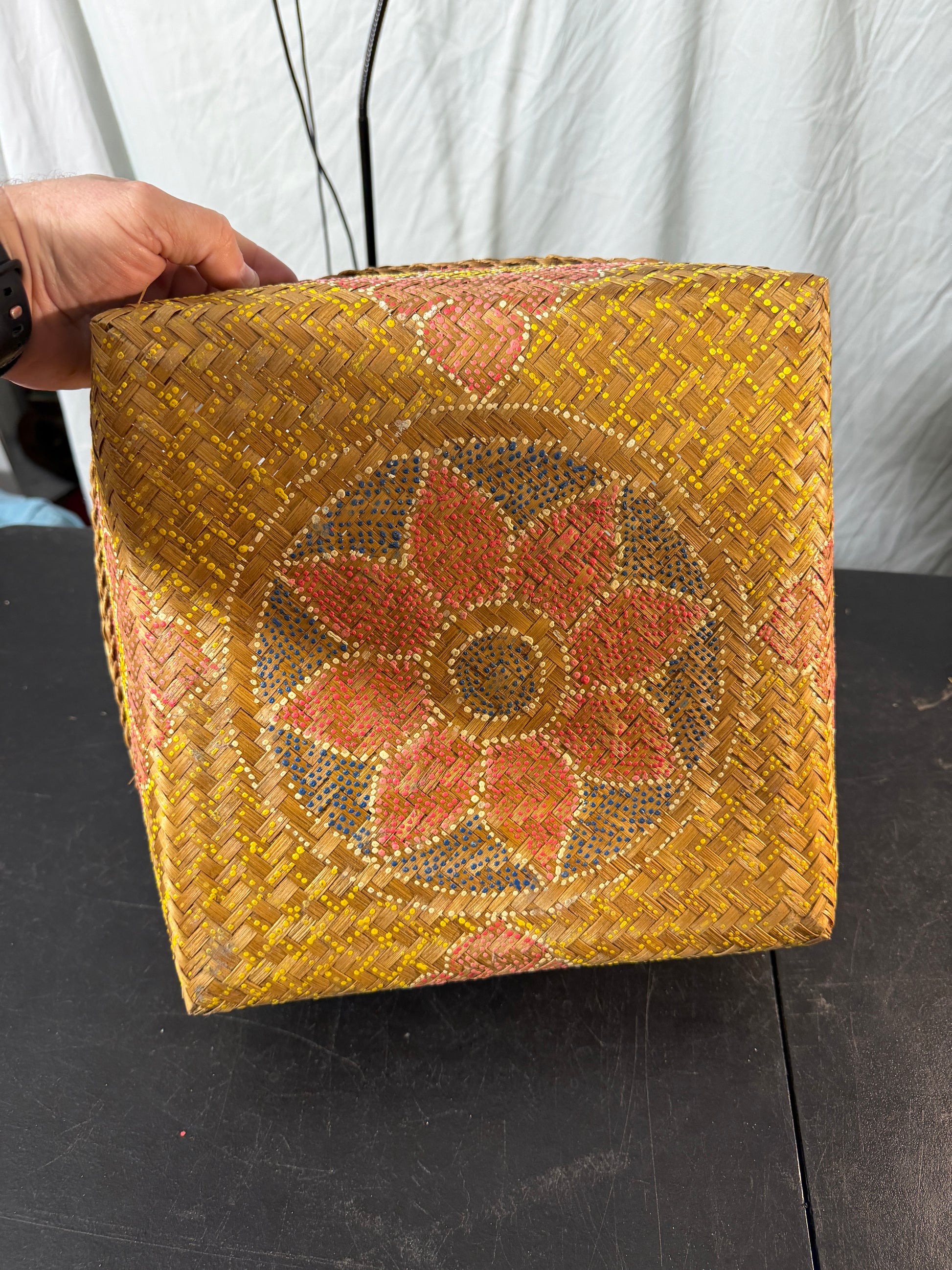 Woven Decorative Basket with Colorful Design - photo 2