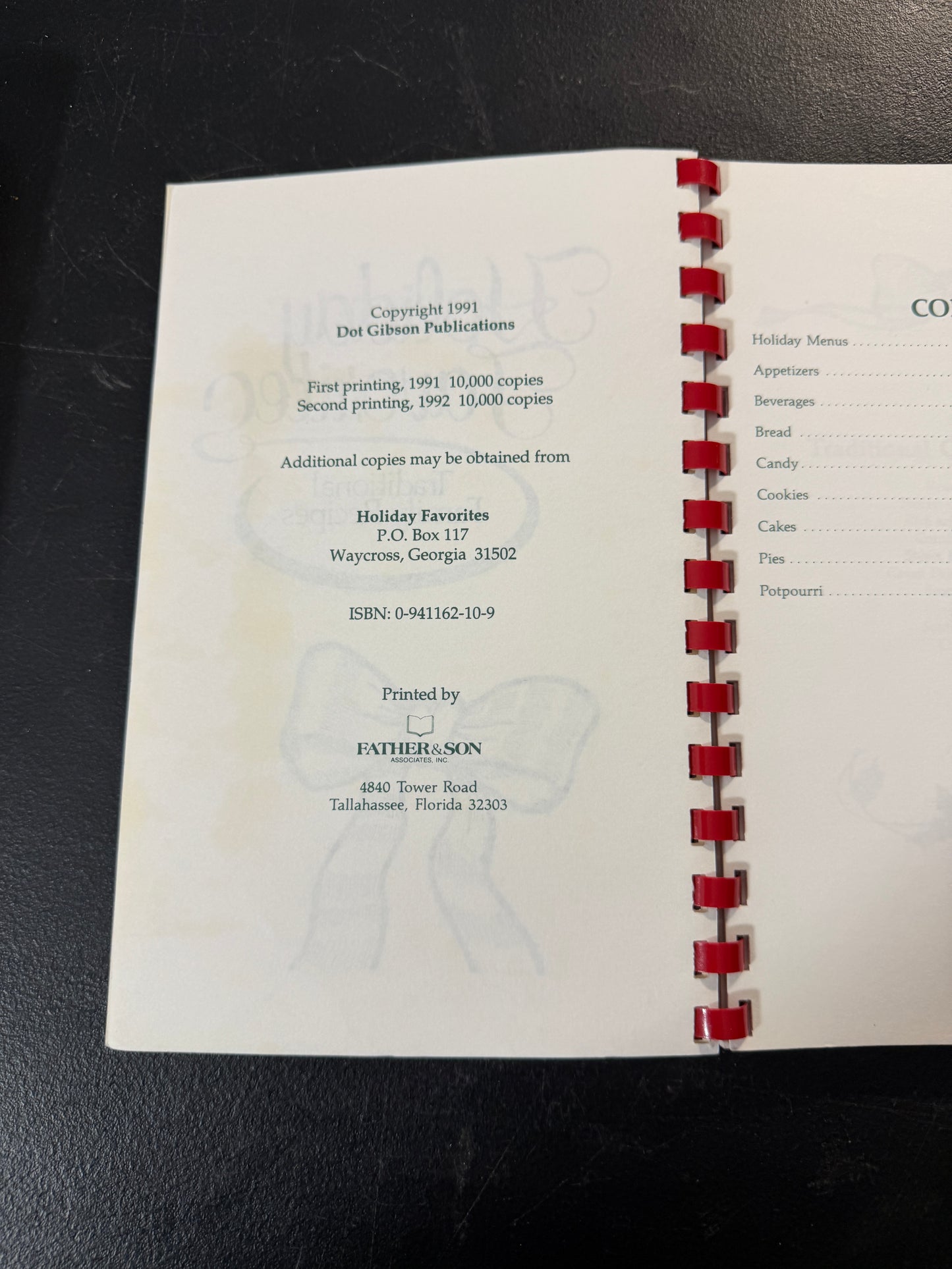 Dot Gibson Holiday Favorites First Printing 1991 Cookbook - photo 3