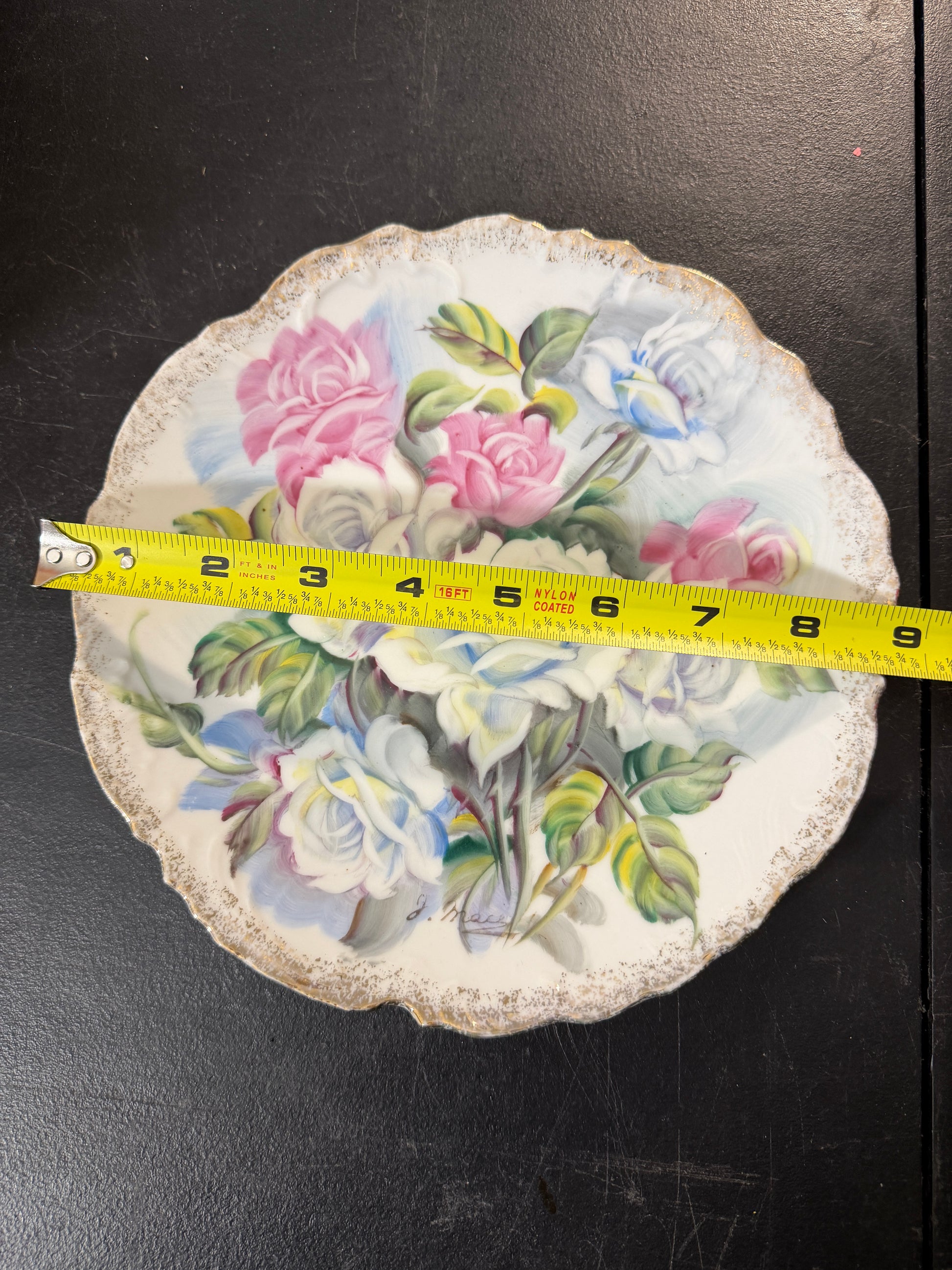 Decorative Floral Plate Signed J. Mace - photo 4