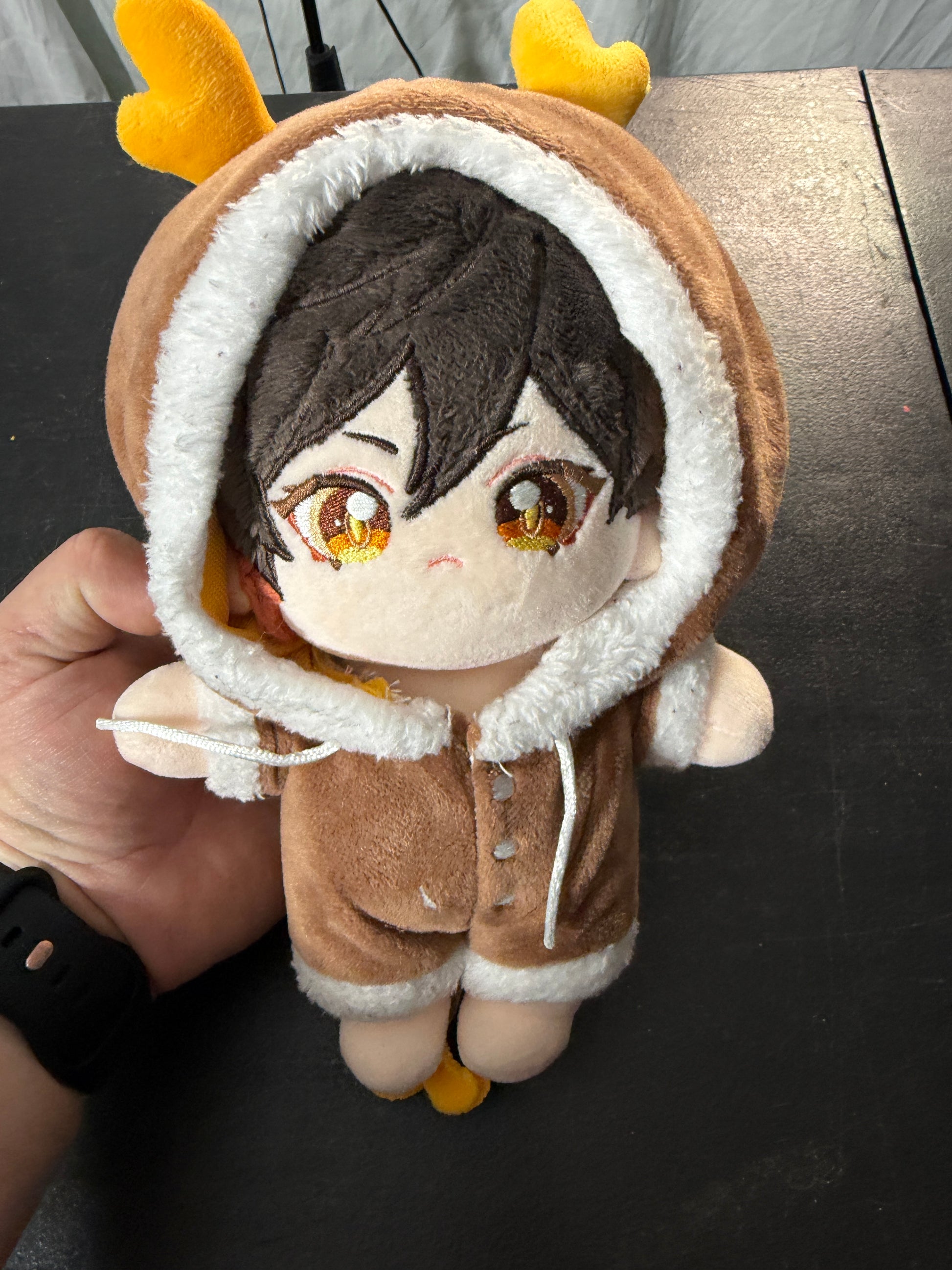 Plush Doll with Brown Hoodie and Antlers - photo 2