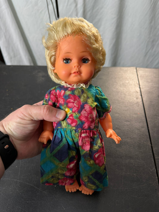 Vintage Doll with Floral Dress