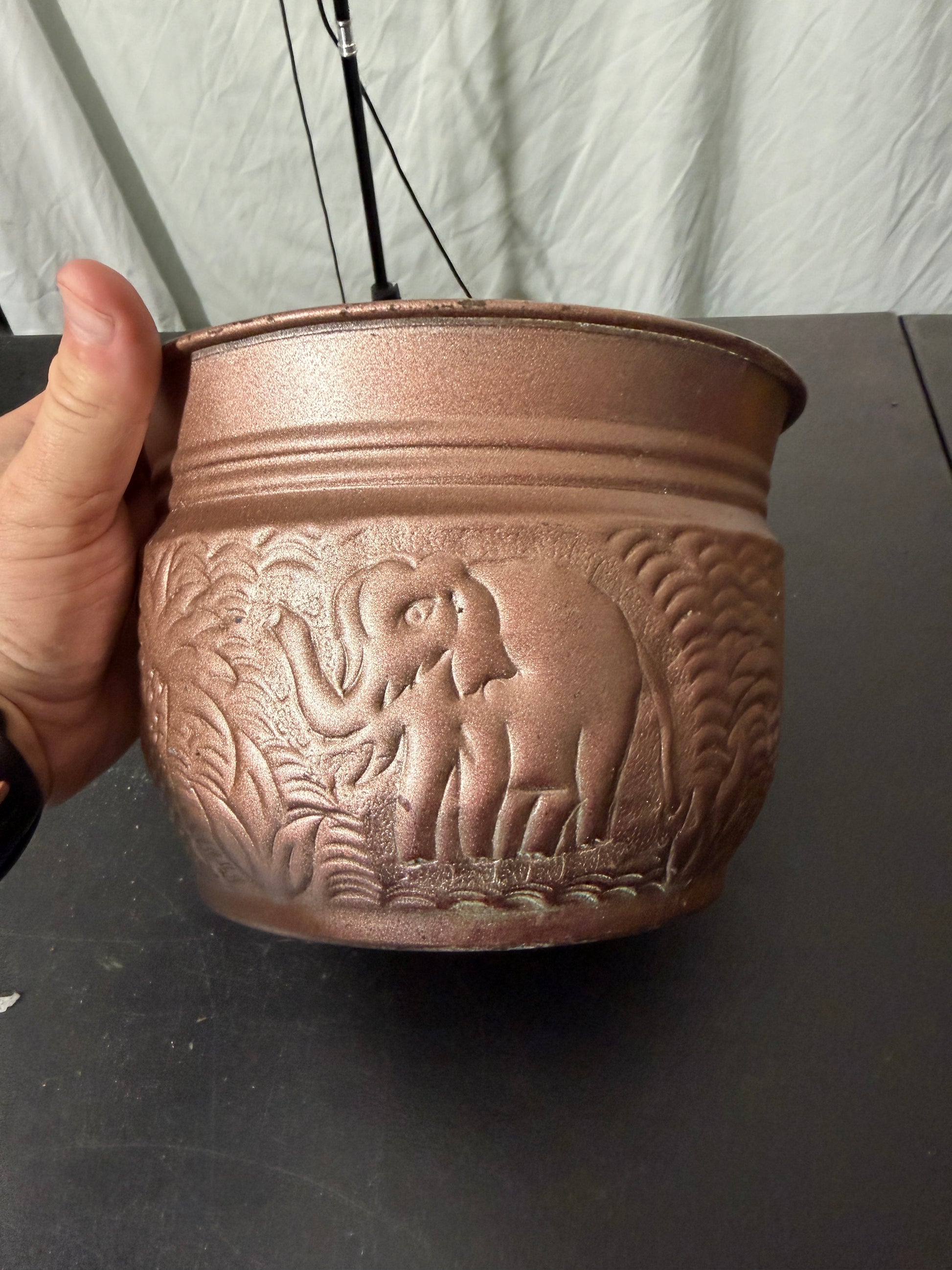 Elephant Design Copper Planter Pot