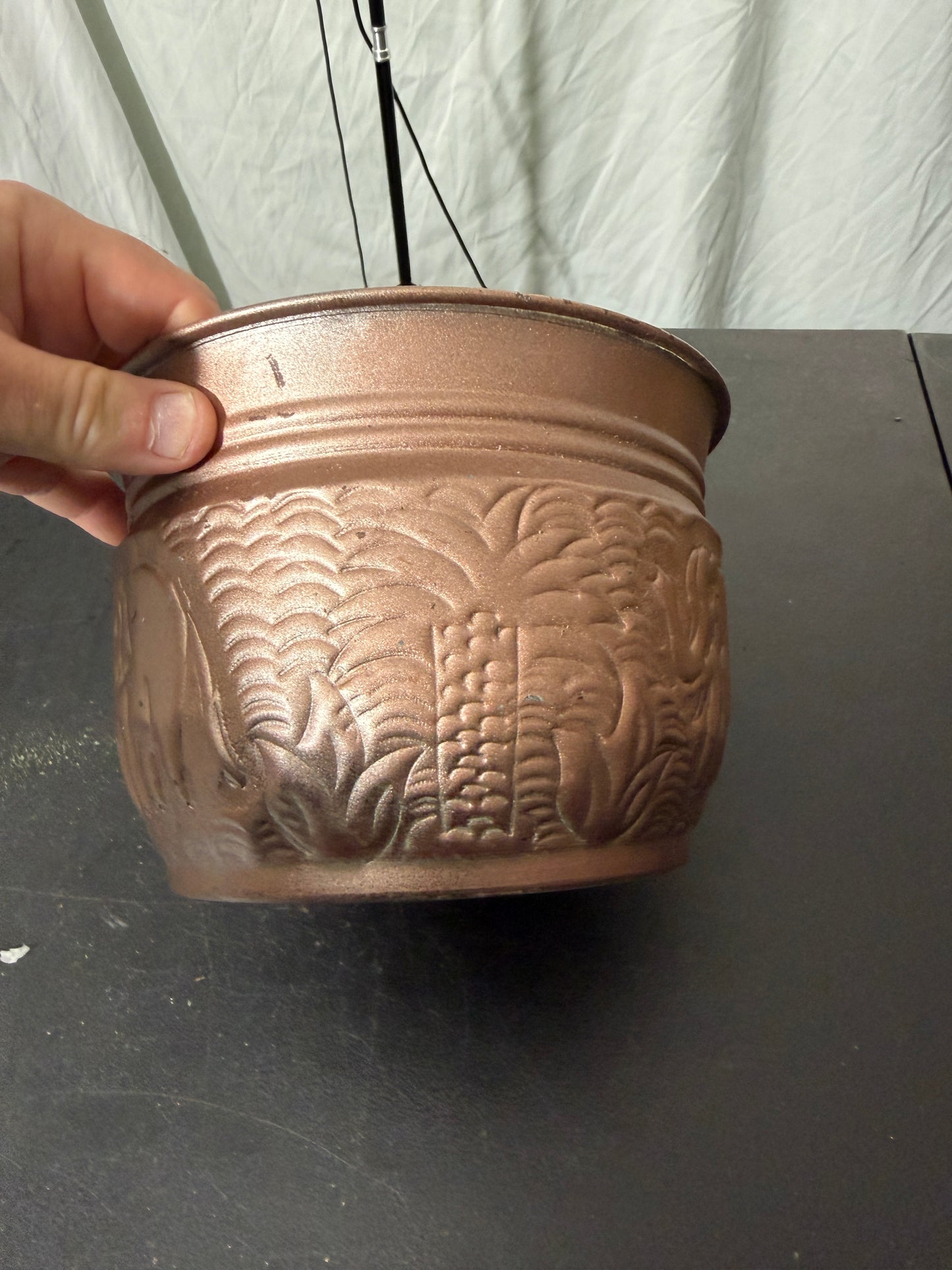 Elephant Design Copper Planter Pot - photo 2