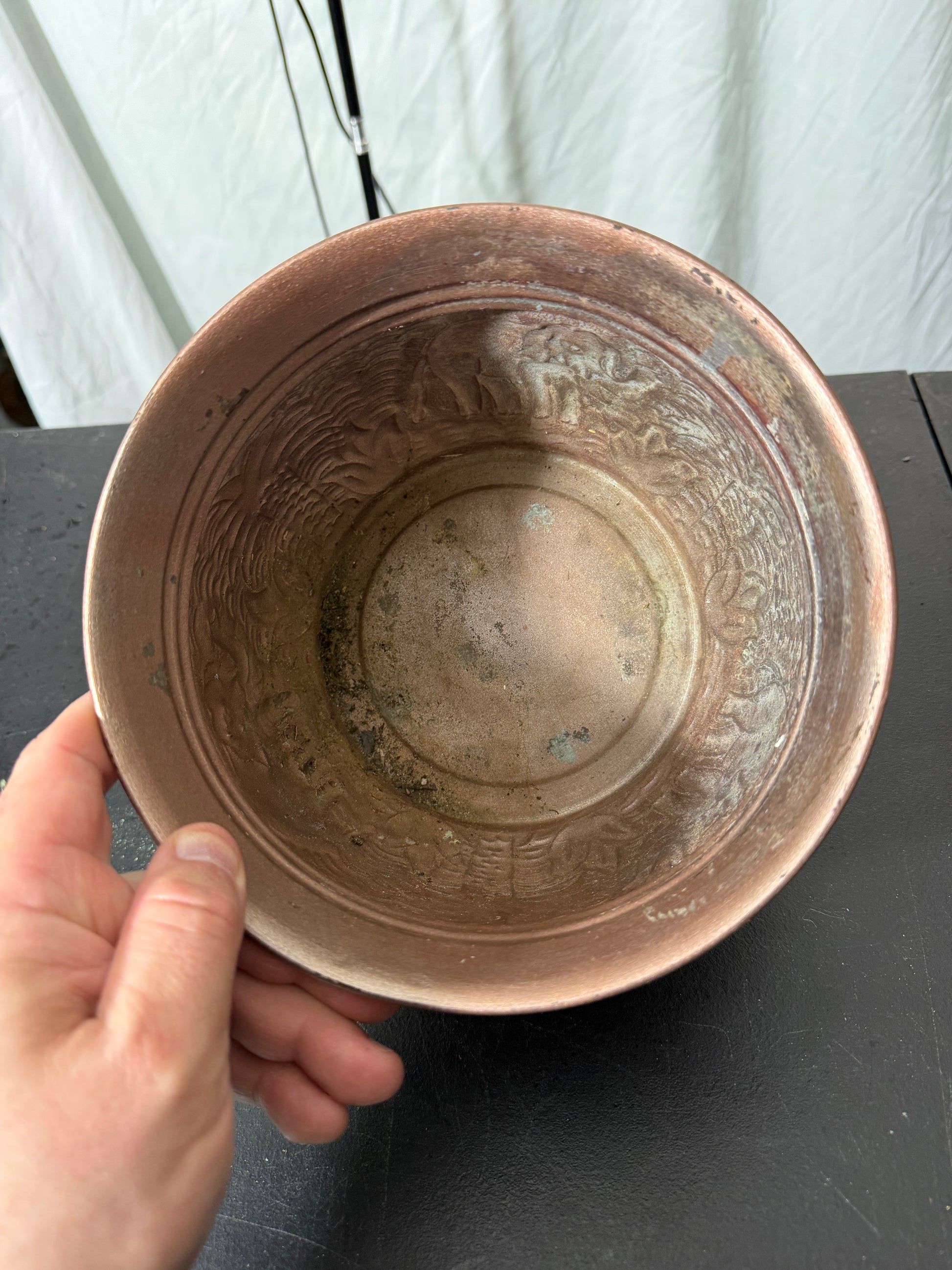 Elephant Design Copper Planter Pot - photo 7