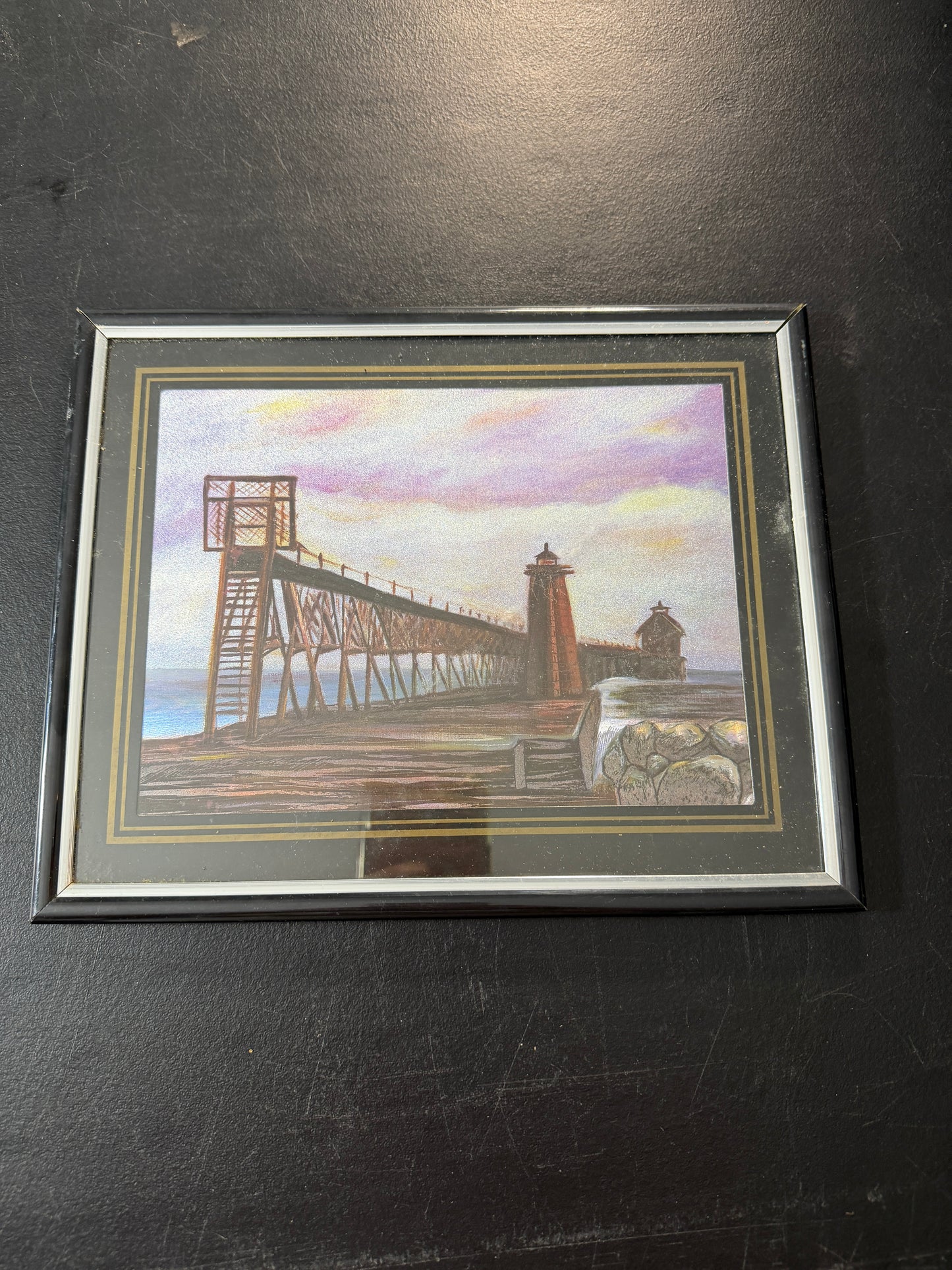 Leo Kuschel Signed Lithograph Spring Surf on Lake Michigan Framed Art 24x48 - MDP-00455