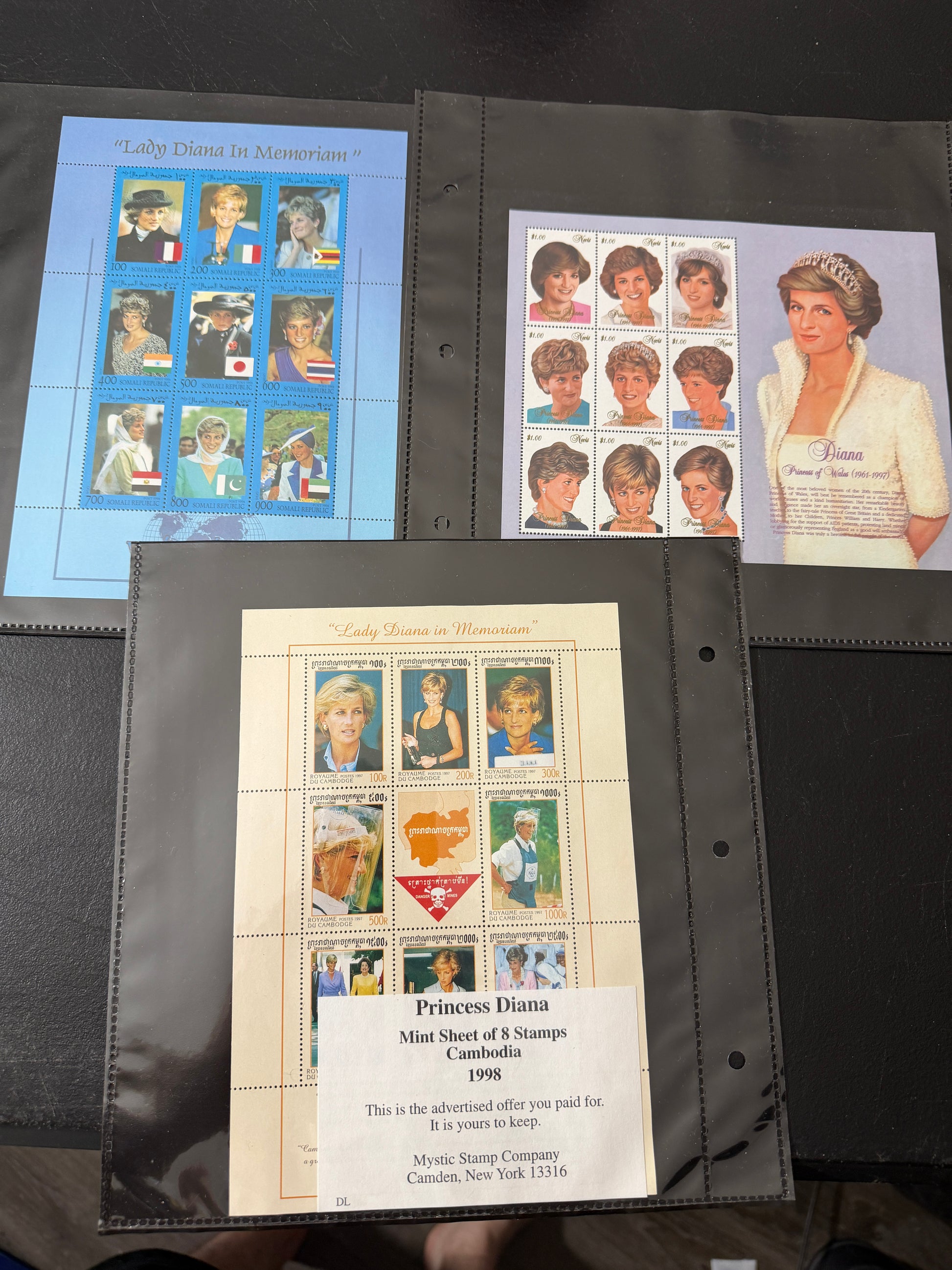 Mystic Stamp Company Princess Diana Collection 3 Mint Sheets of Stamps - MDP-00466