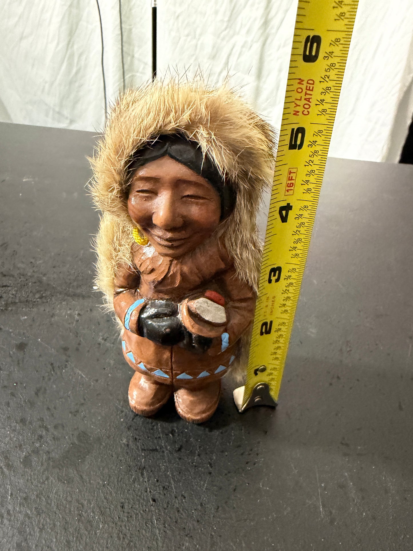 Vintage Inuit Kiana Original Nuni Doll Holding Doll With Real Fur - MDP-00472