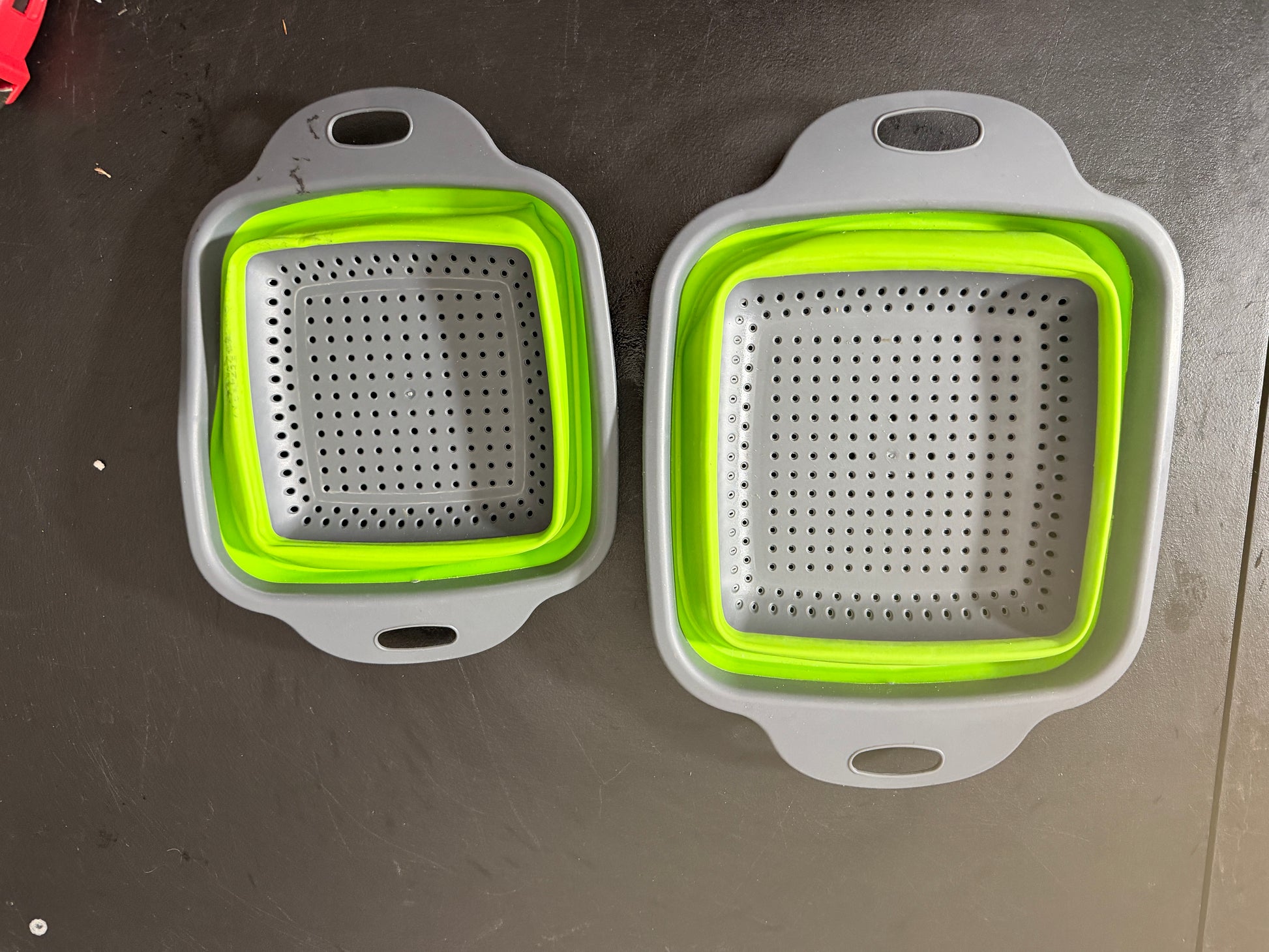 Collapsible Silicone Strainer Set Gray and Green - MDP-00489