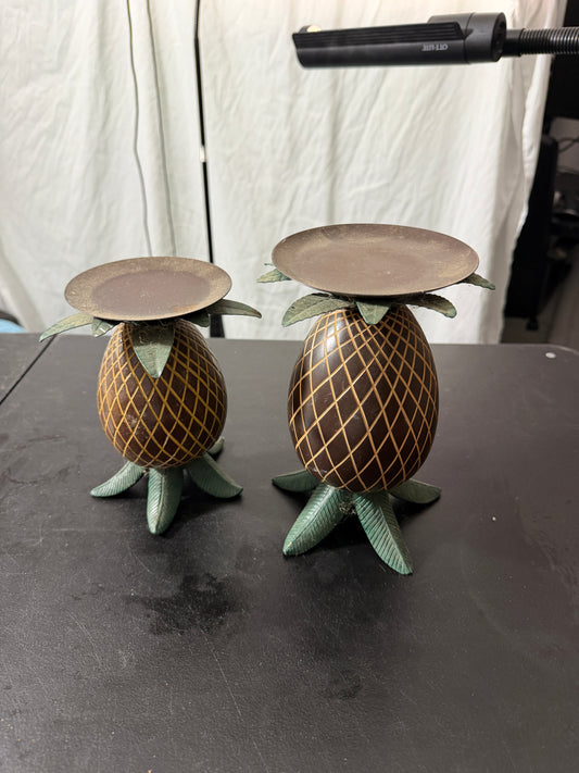 Pineapple Candle Holders Set of 2 Metal - MDP-00495
