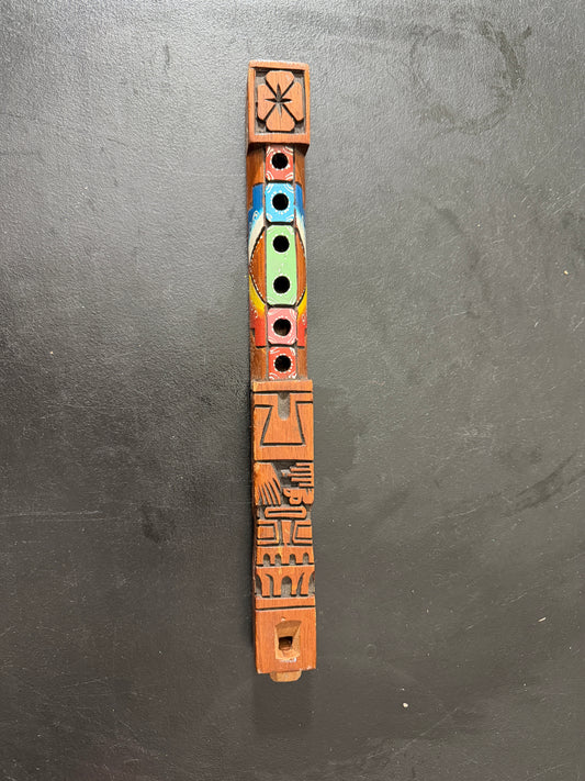 Hand Carved Painted Wooden Flute Whistle Folk Art Musical Instrument 12 In - MDP-00496