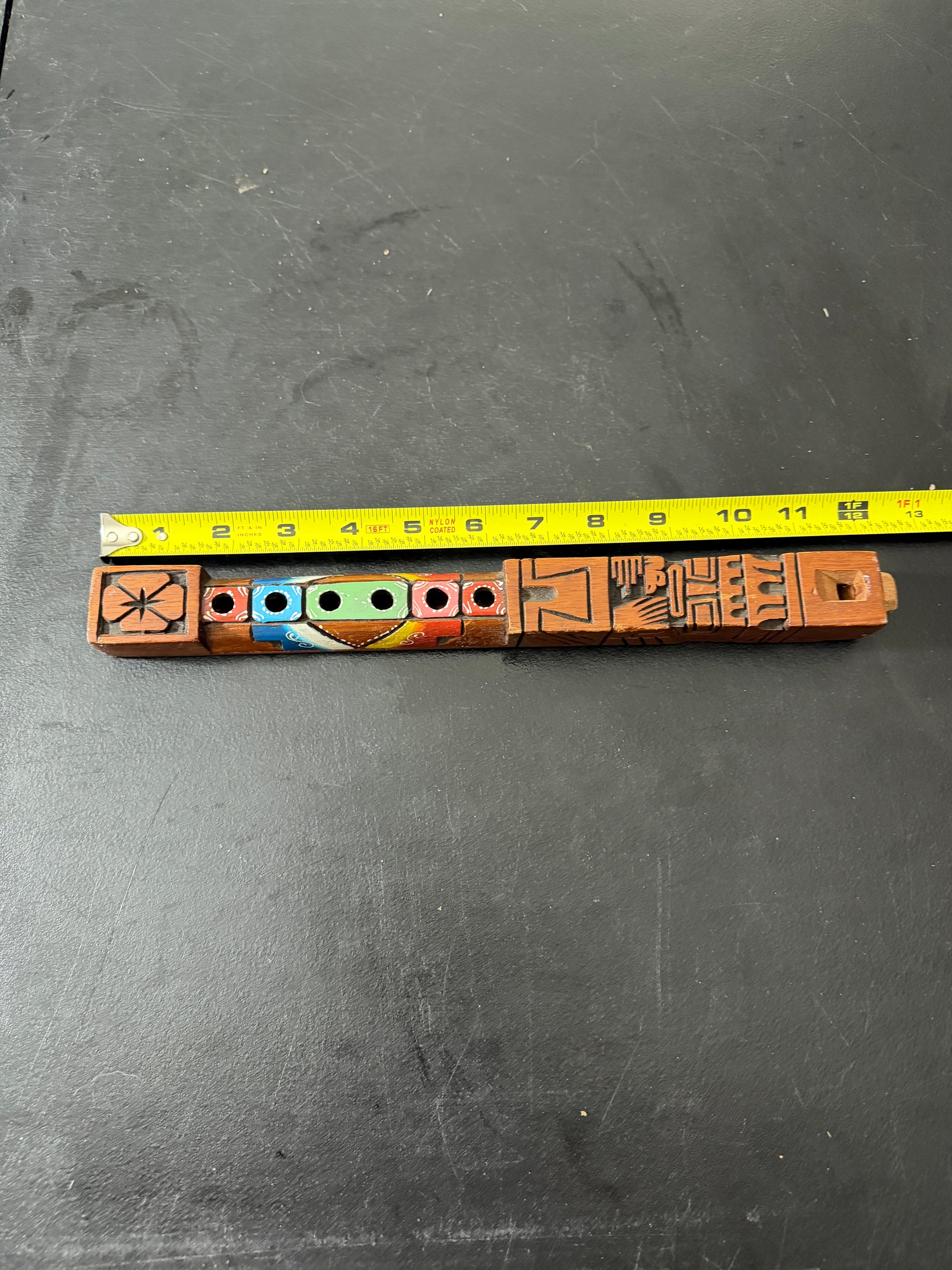 Hand Carved Painted Wooden Flute Whistle Folk Art Musical Instrument 12 In - MDP-00496