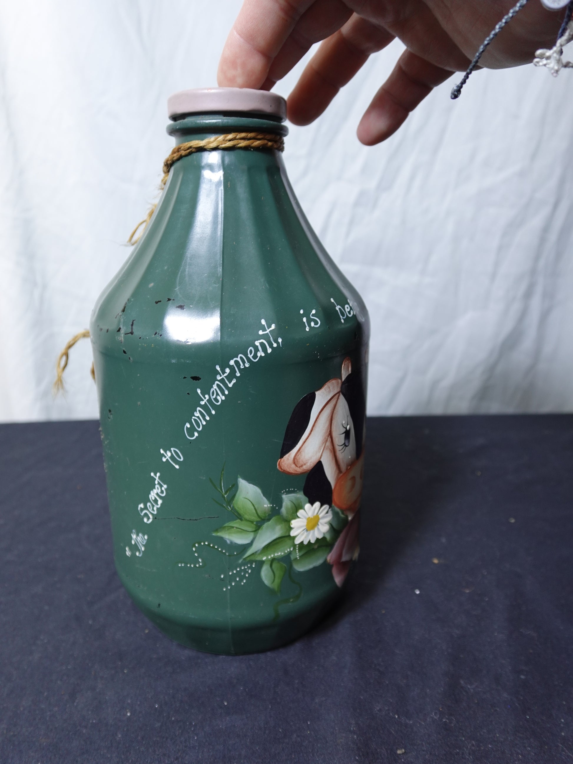 Green Cow Milk Jug Decorative Container by Cathy Batchelor 1996 additional photo from MDP-00614