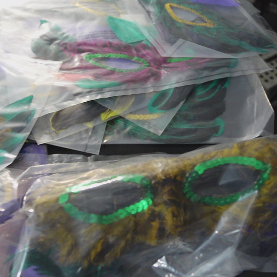 MDP-00502 product video Assorted Mardi Gras Masks with Feathers